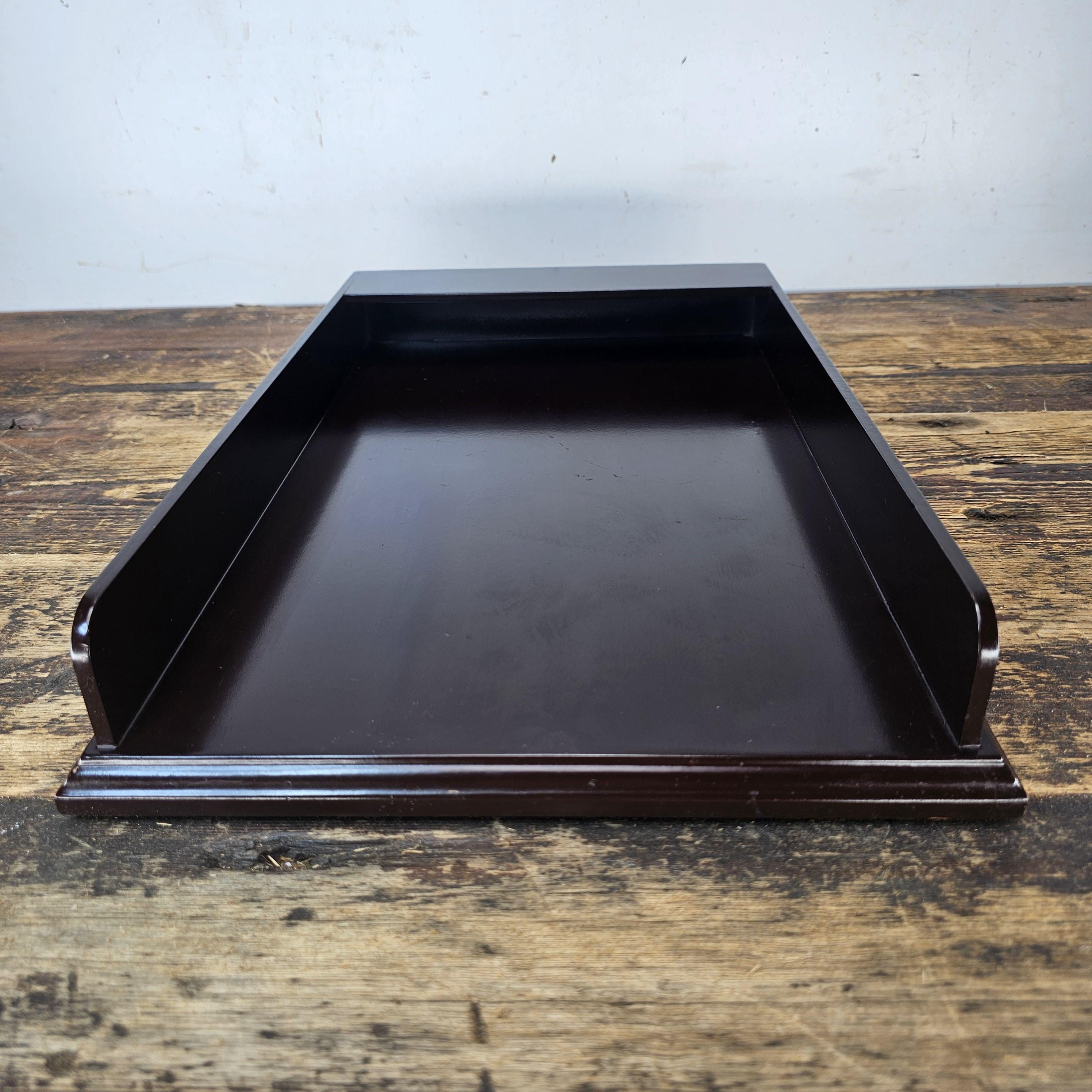 Premium Wooden Display Tray - Dark Mahogany Finish 15.75"L × 10.25"W × 2.25"H