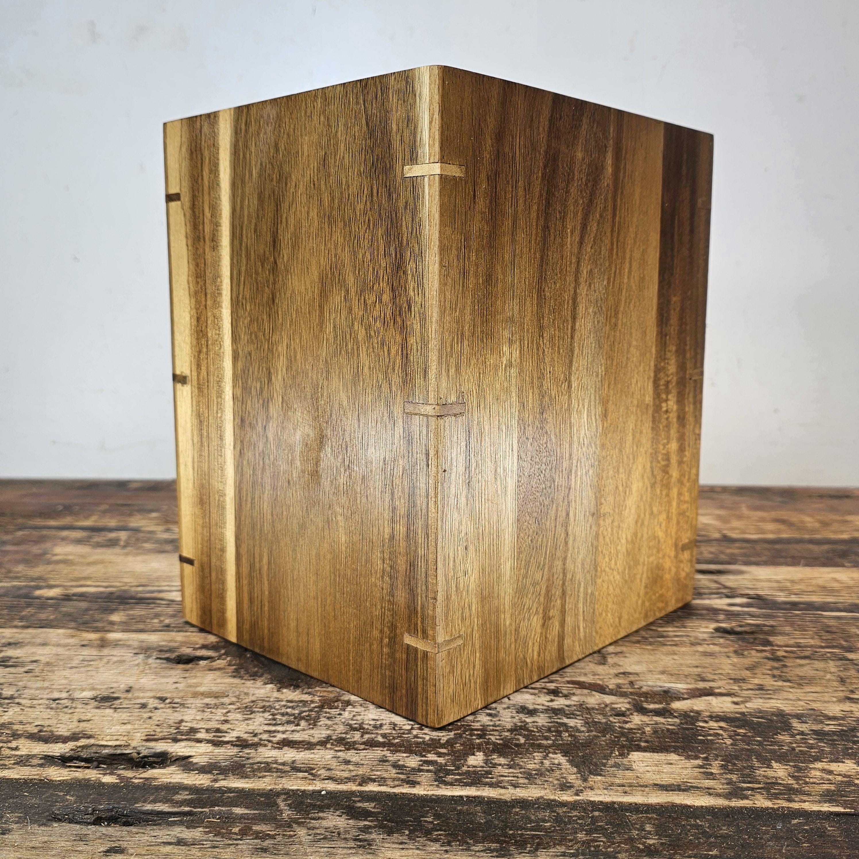 Medium Acacia Wood Wastebasket - Storage Container 8.5"L × 7.25"W × 10"H