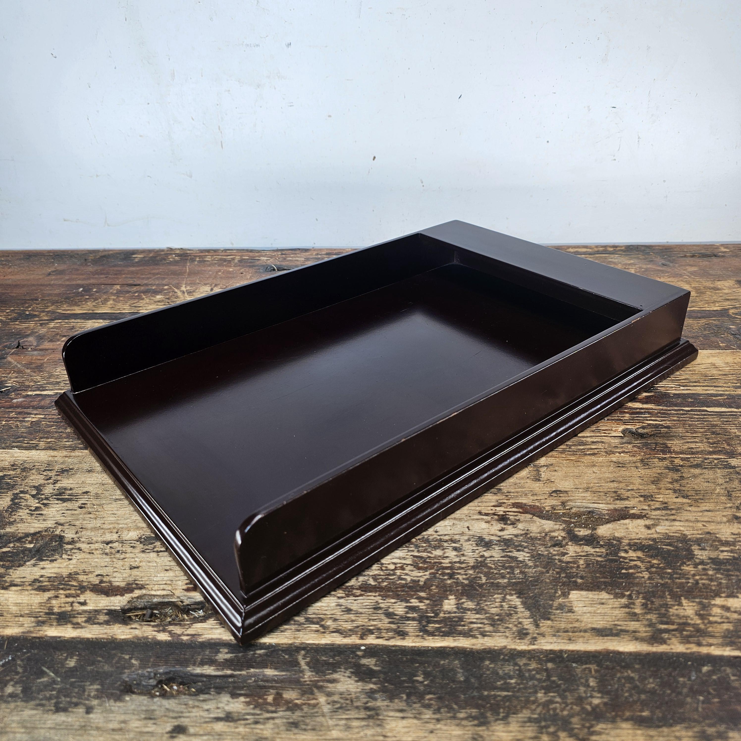 Premium Wooden Display Tray - Dark Mahogany Finish 15.75"L × 10.25"W × 2.25"H