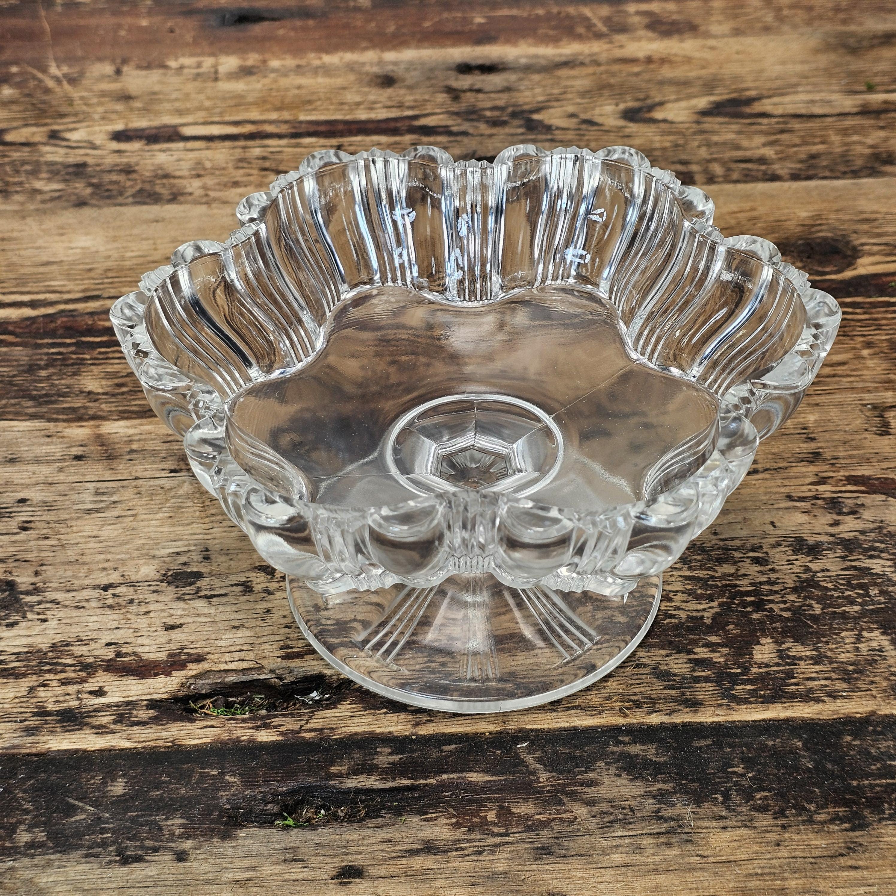 Vintage Pressed Glass Pedestal Candy Dish with Lid