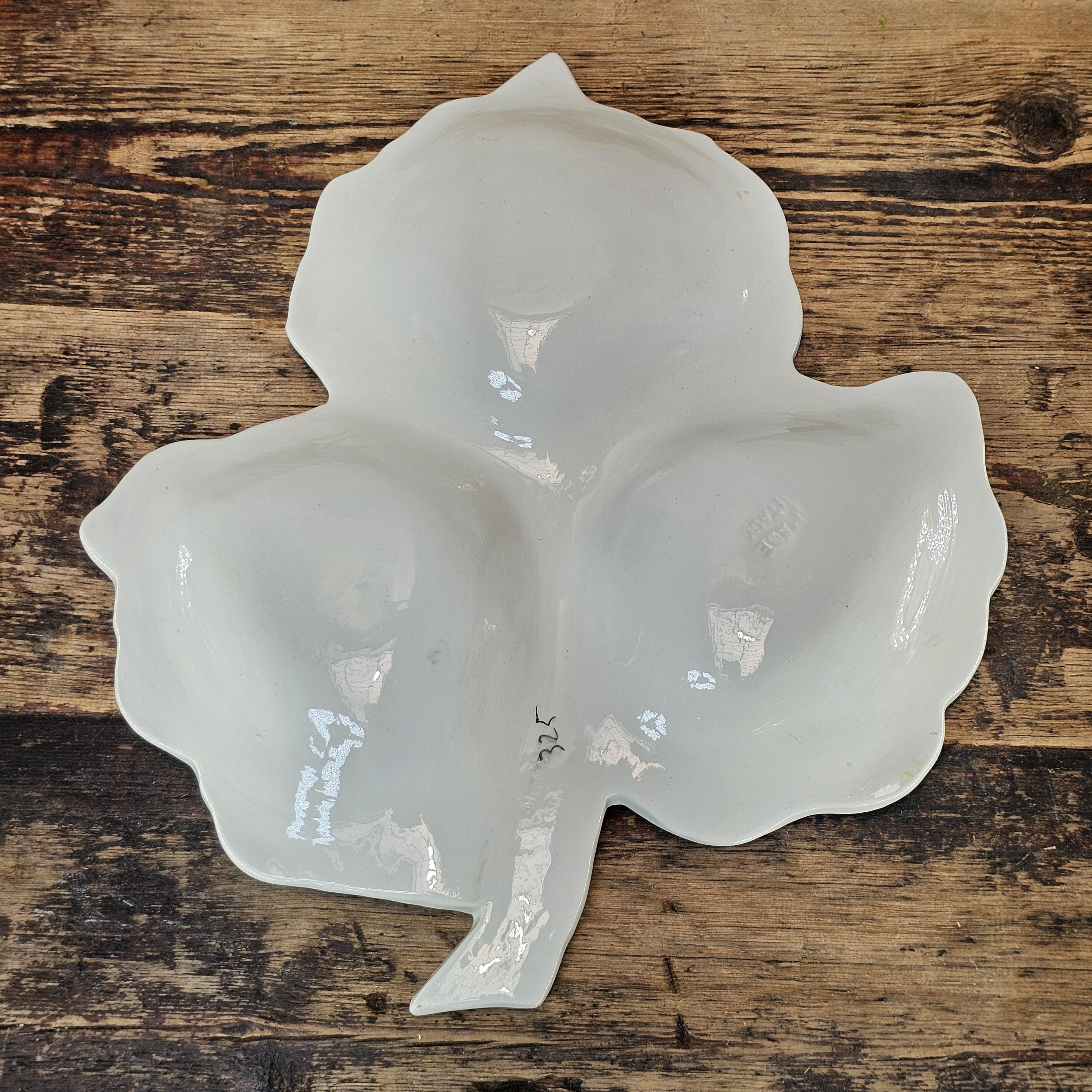 Vintage Italian Hand-Painted Ceramic Leaf Serving Dish