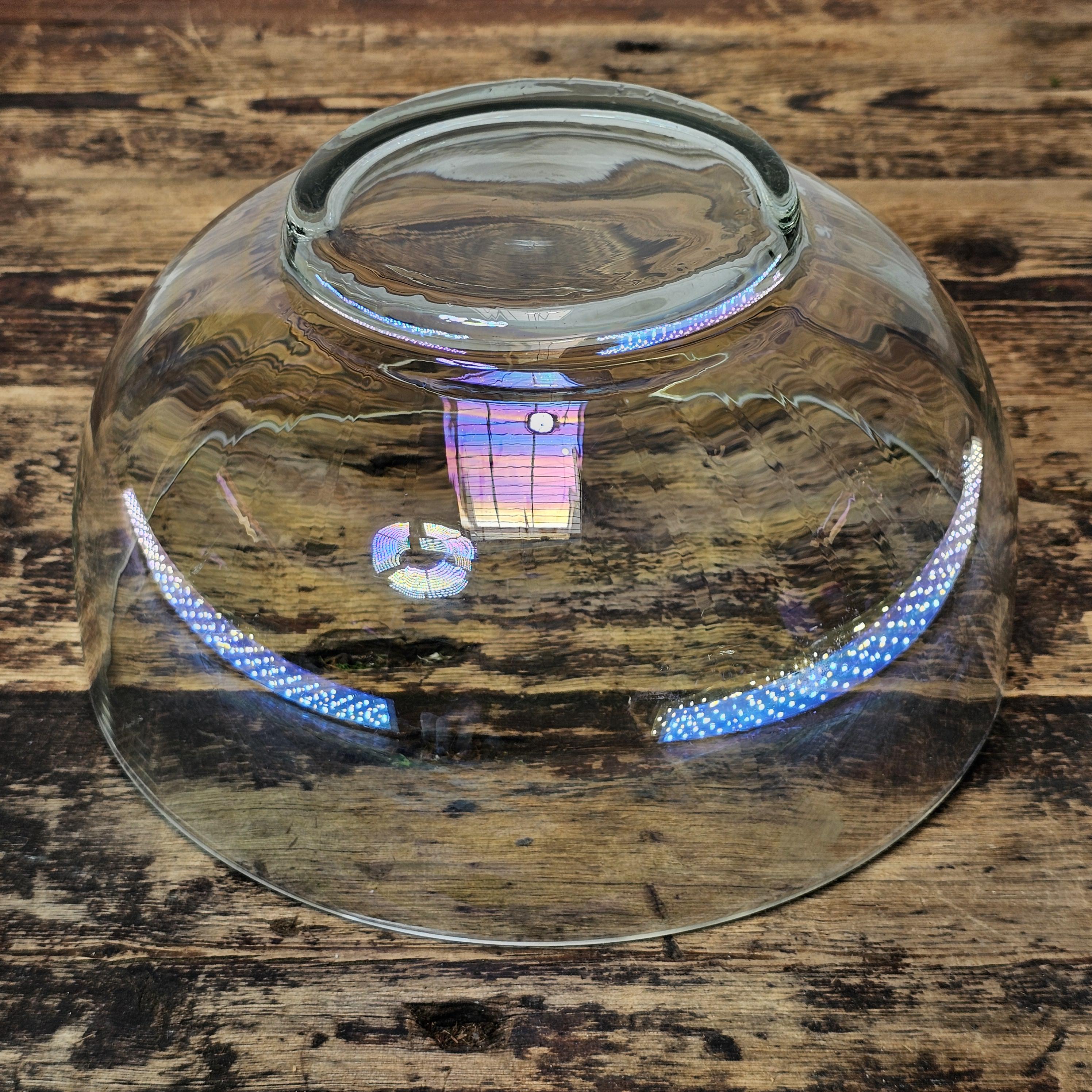 Vintage Iridescent Optic Glass Salad Bowl 10"Diam x 5"H