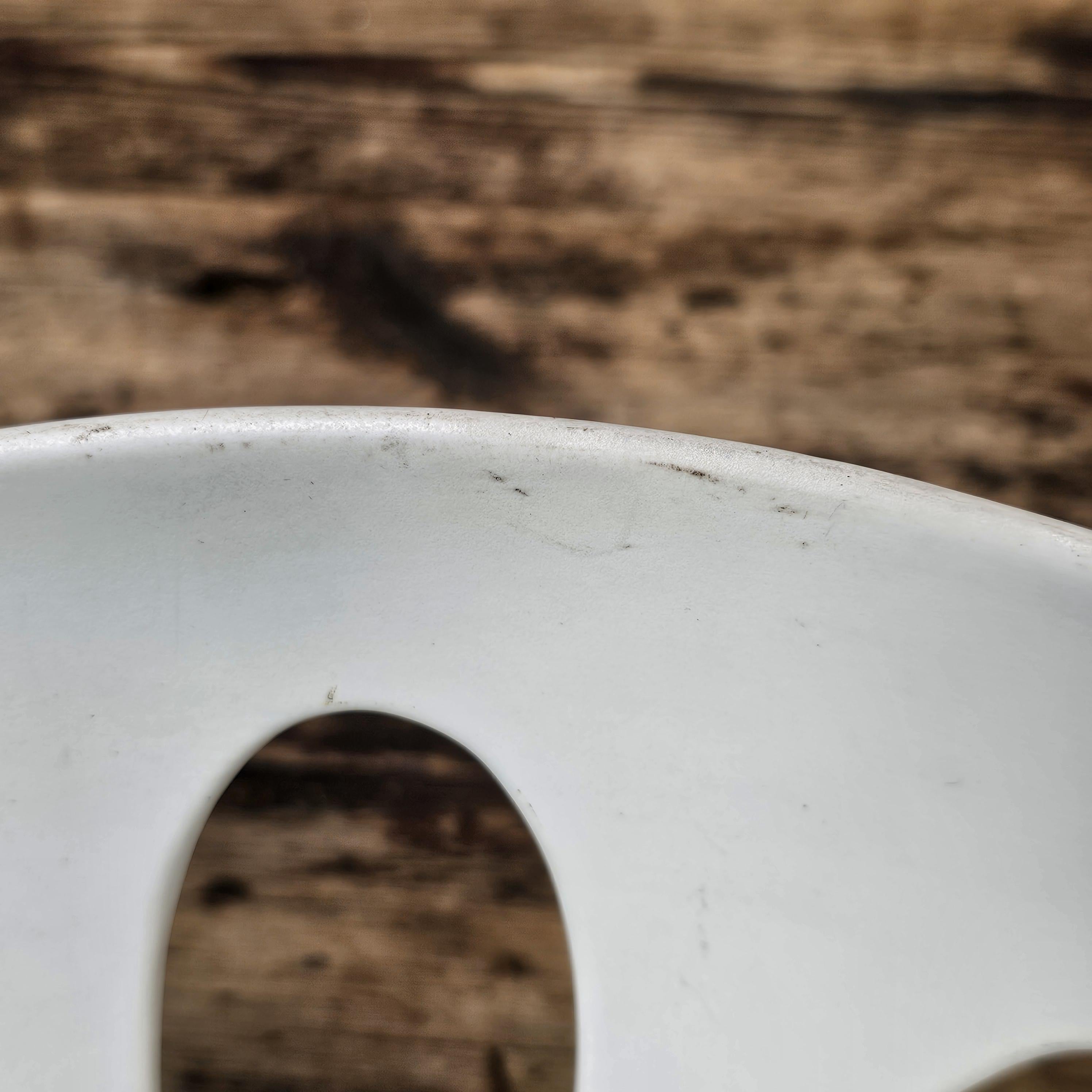 Modernist White Ceramic Pierced Fruit Bowl 12.25"Diam x 5"H