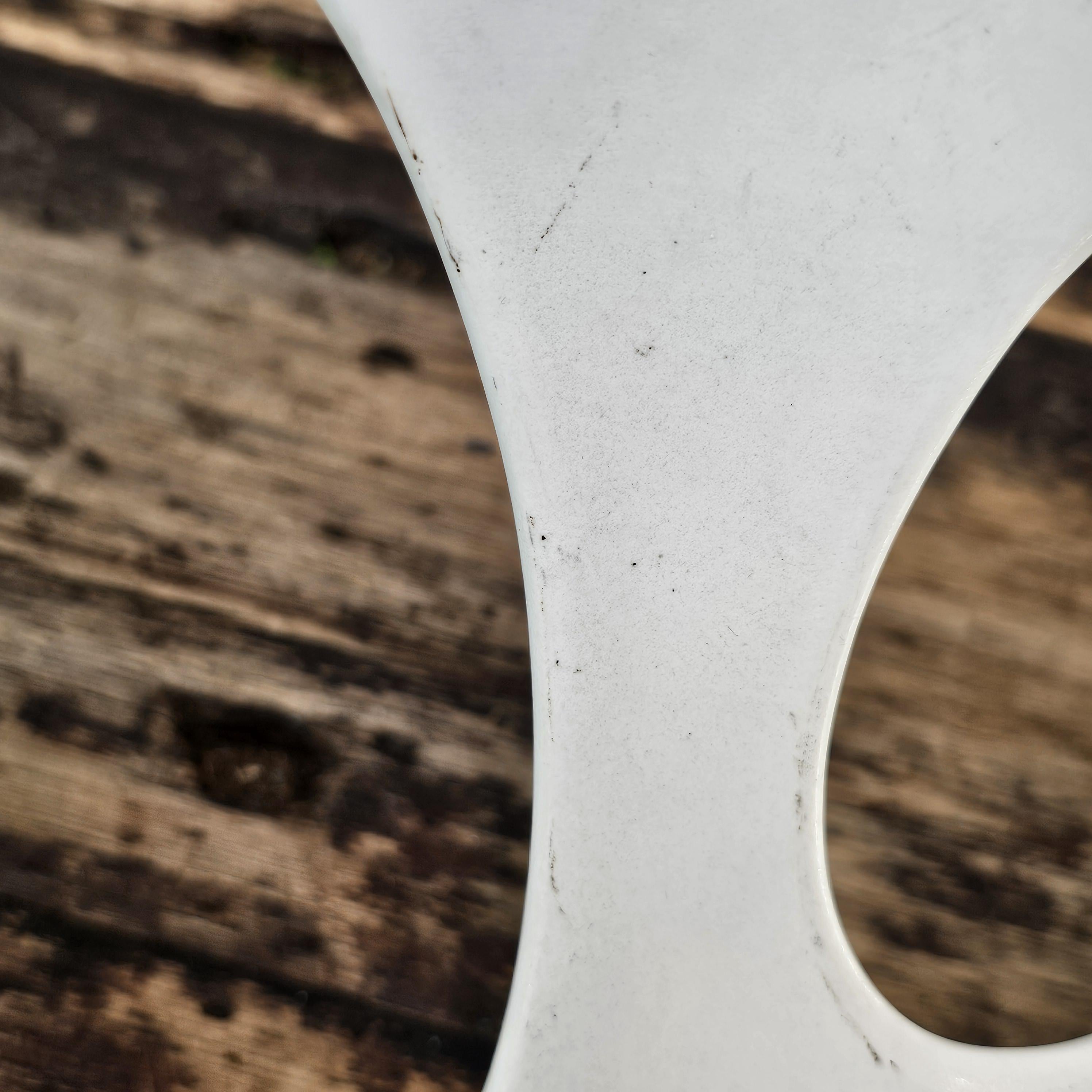 Modernist White Ceramic Pierced Fruit Bowl 12.25"Diam x 5"H