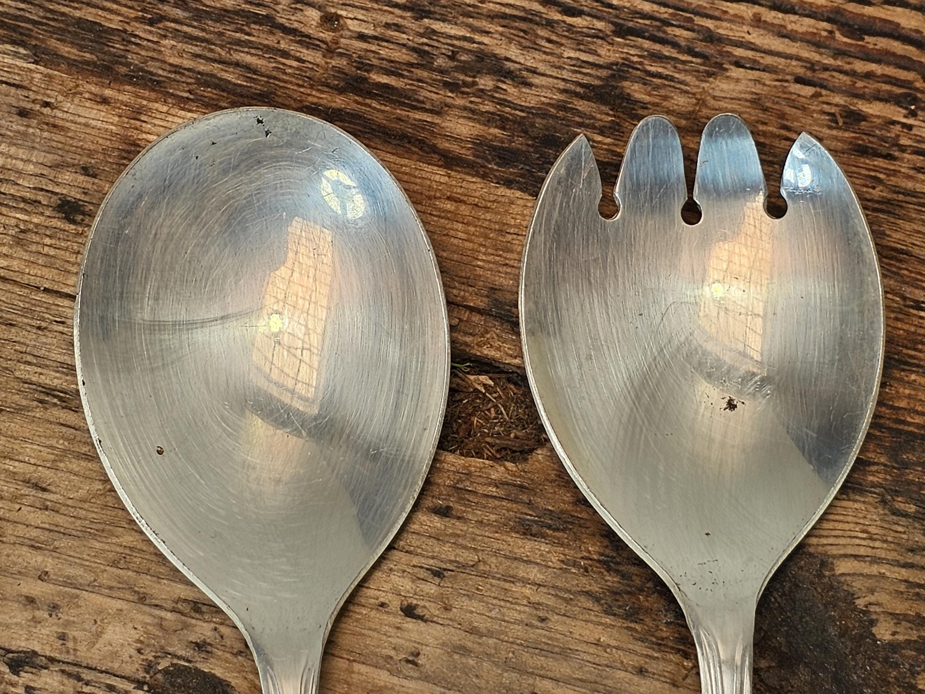 Vintage 1960s Salad Server Set by William Adams of Sheffield 9.25"