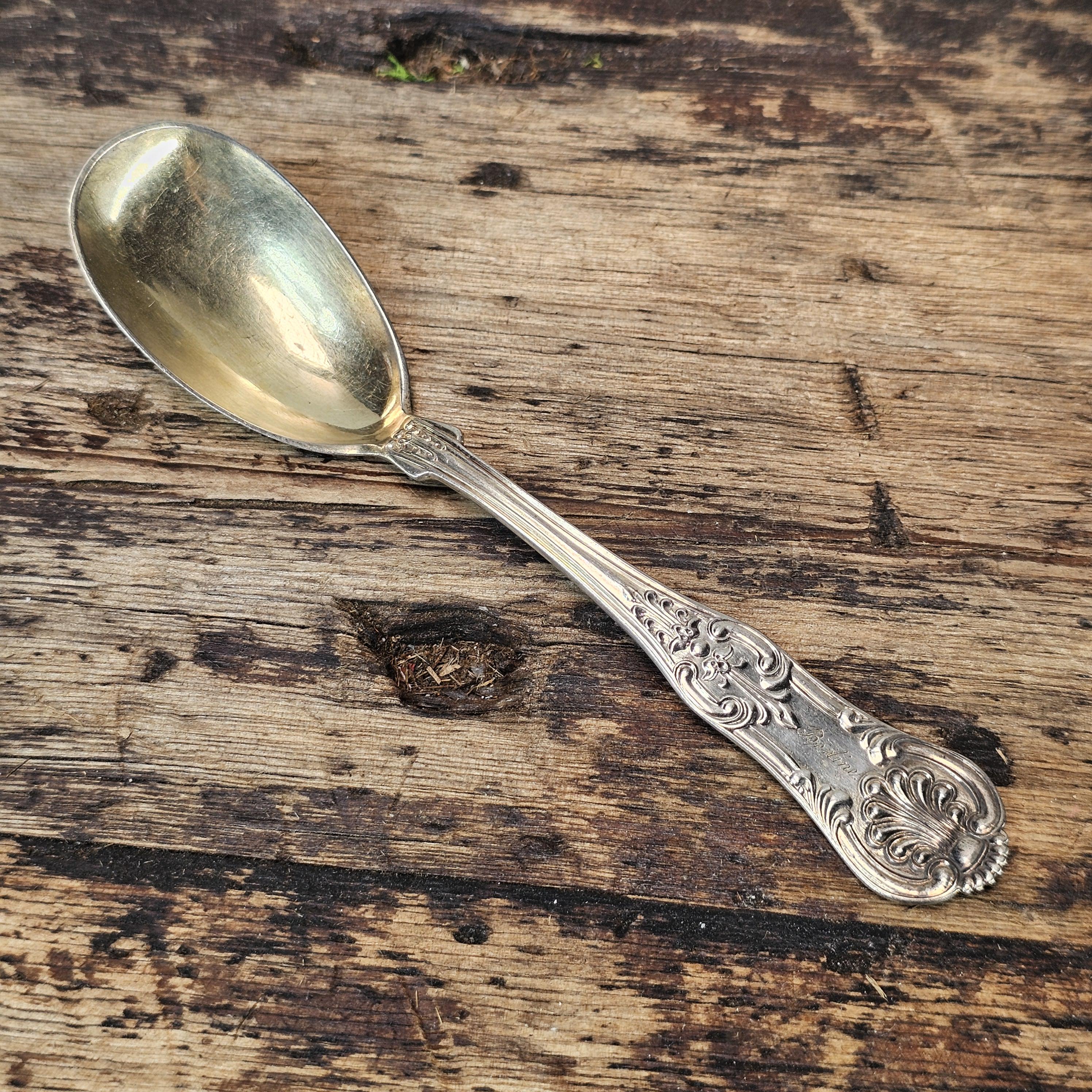 Antique French 950 Silver Gilt-Wash Feeding Spoon (c. 1900) 5"