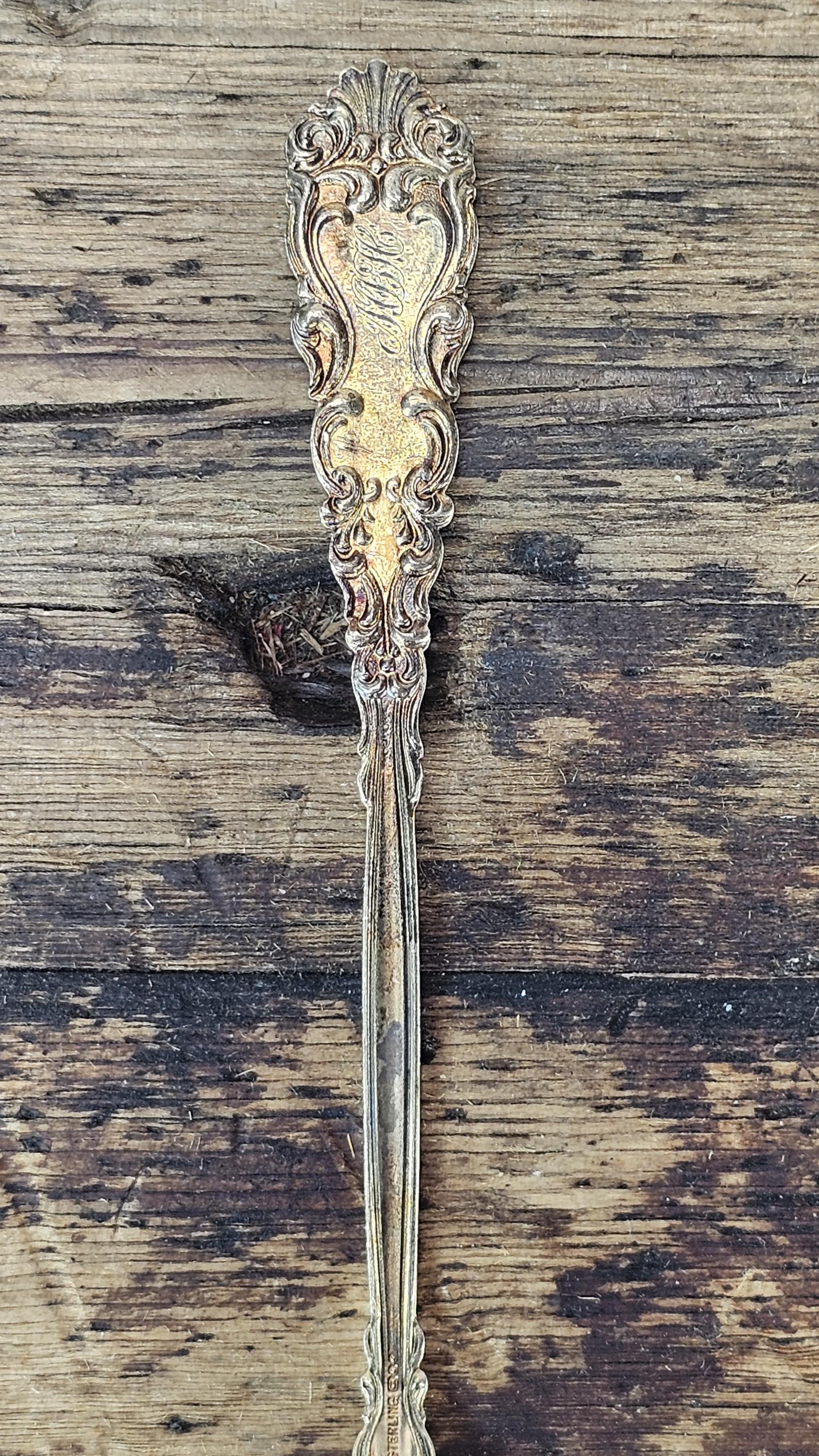 RARE Antique Dominick & Haff Renaissance Enameled Sterling Silver Food Pick 5.5"