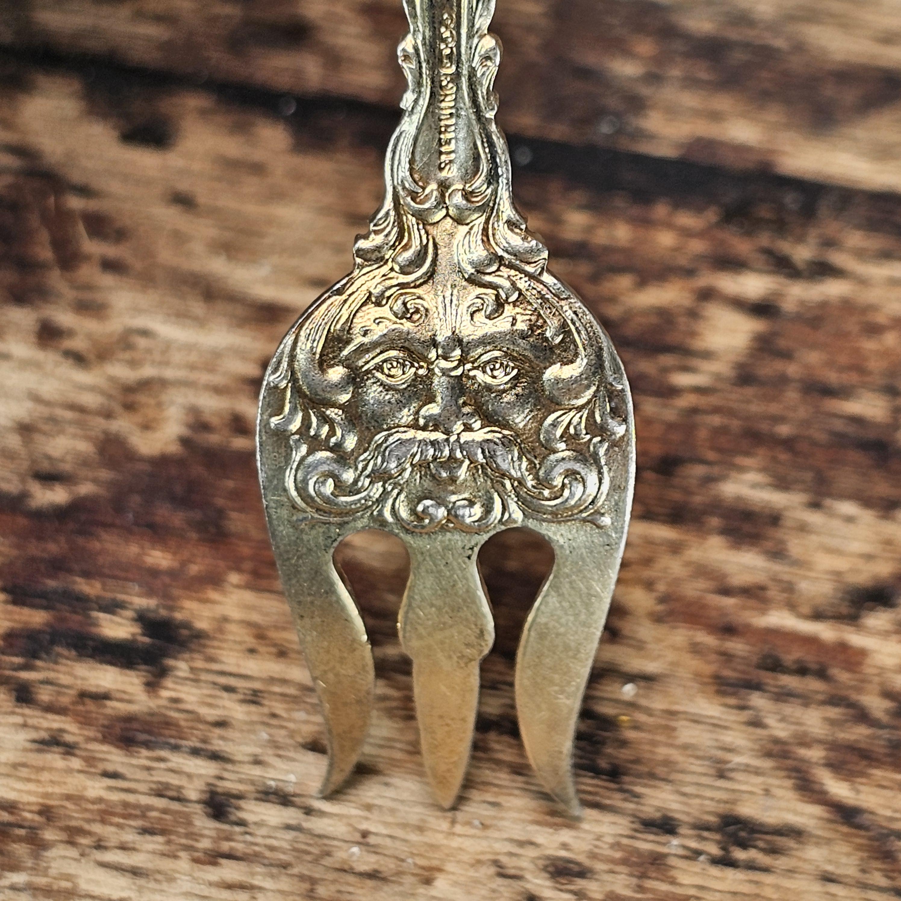 RARE Antique Dominick & Haff Renaissance Enameled Sterling Silver Food Pick 5.5"