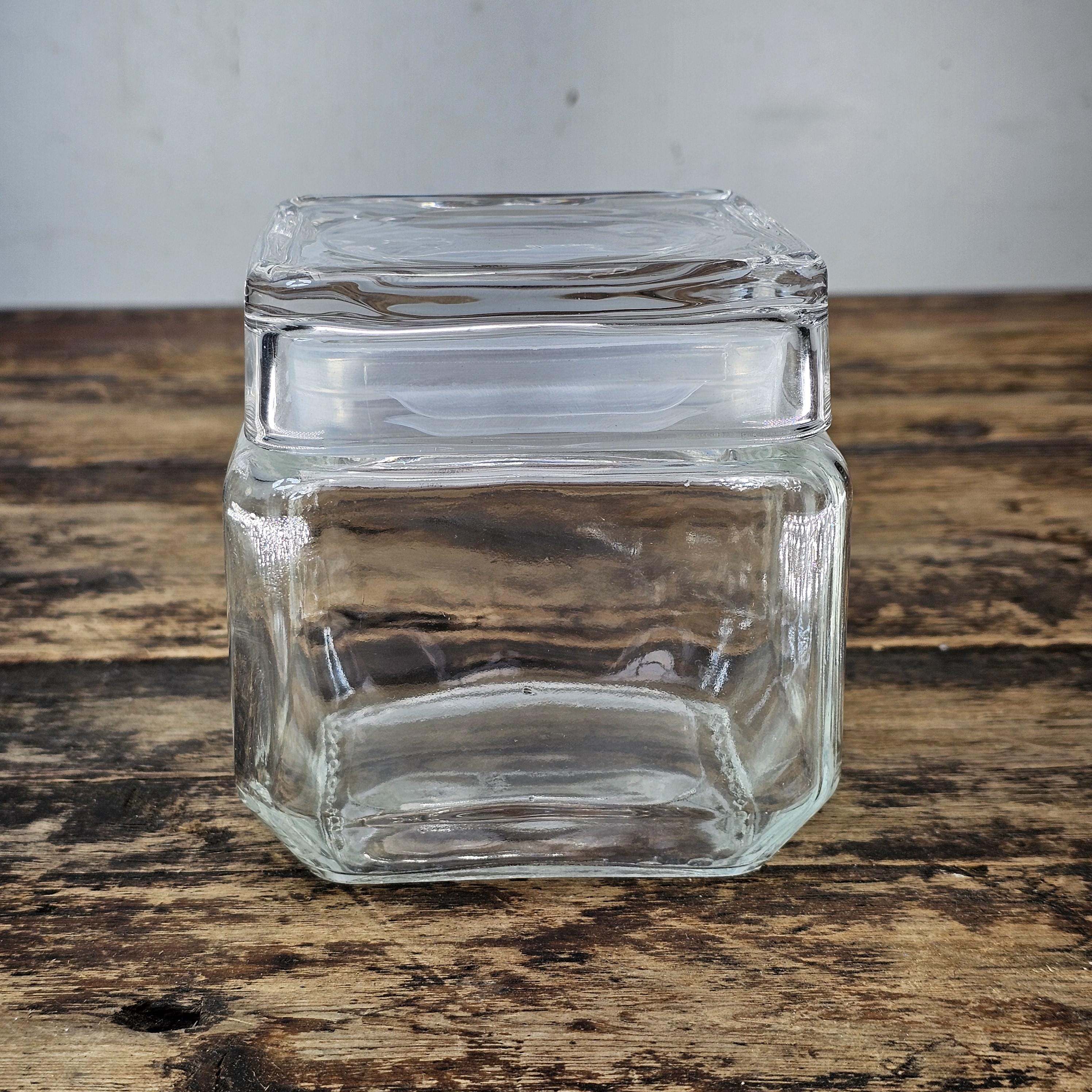 Vintage American-Made Square Glass Canister / Kitchen Storage Jar with Seal