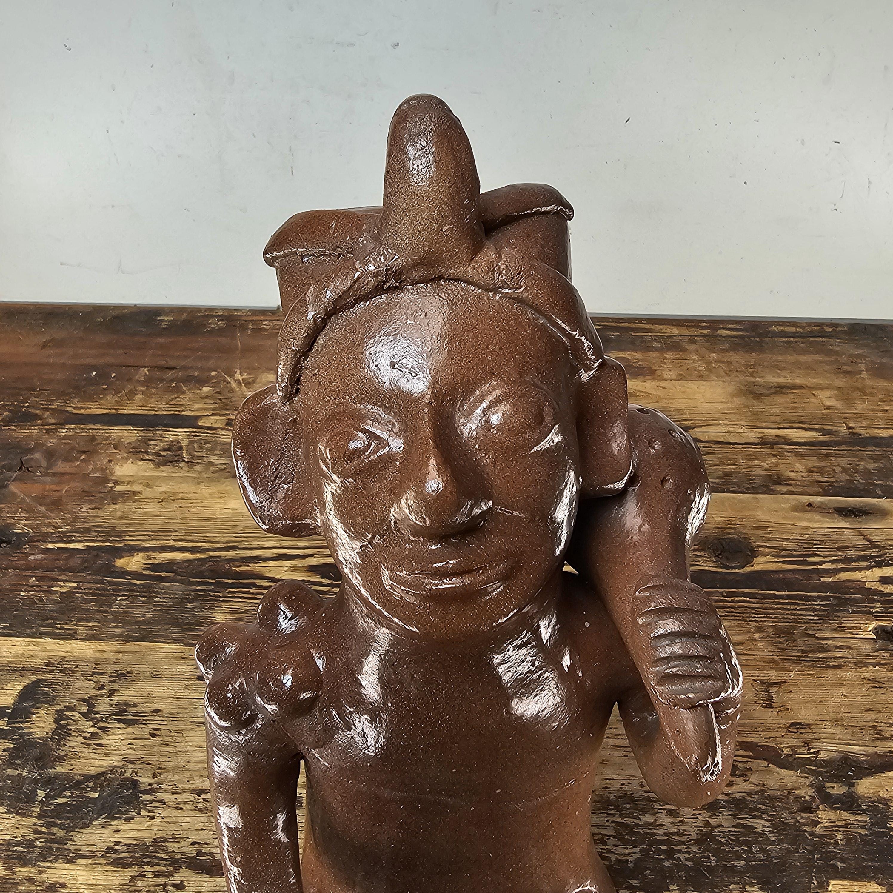 Mesoamerican Colima Warrior Effigy Heavy Terracotta 11.5"H
