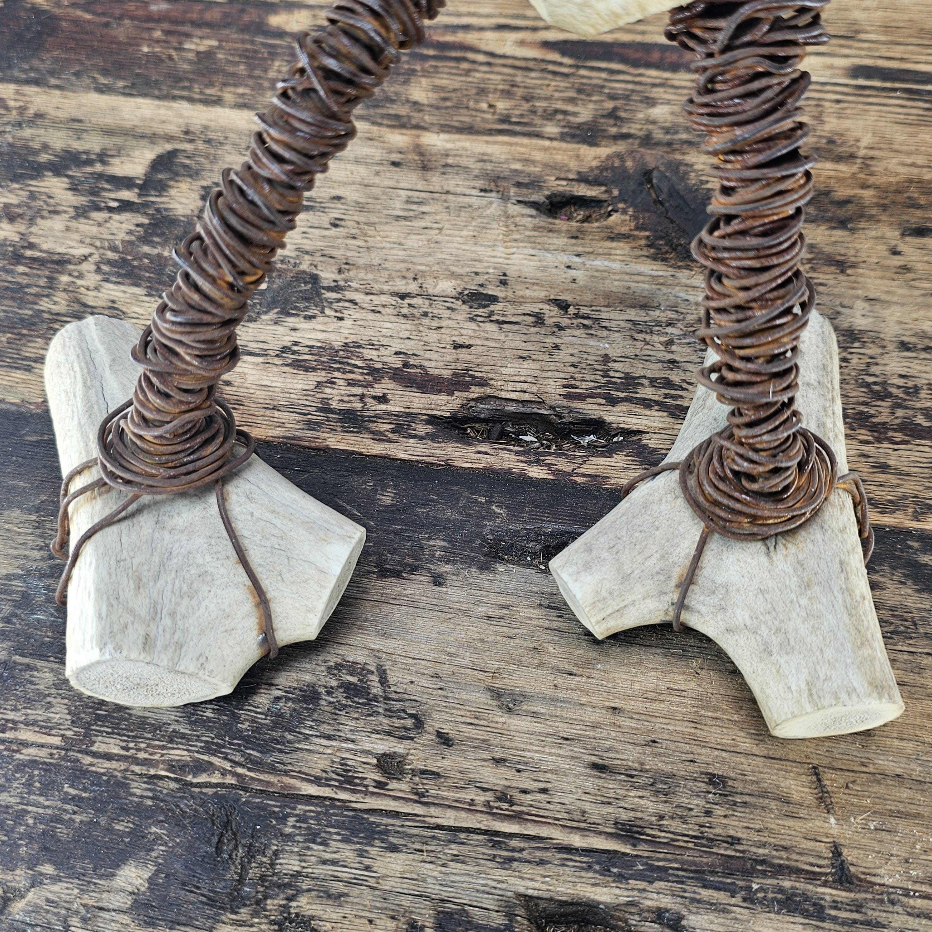 Brutalist Wire & Bone Figural Sculpture 13"H