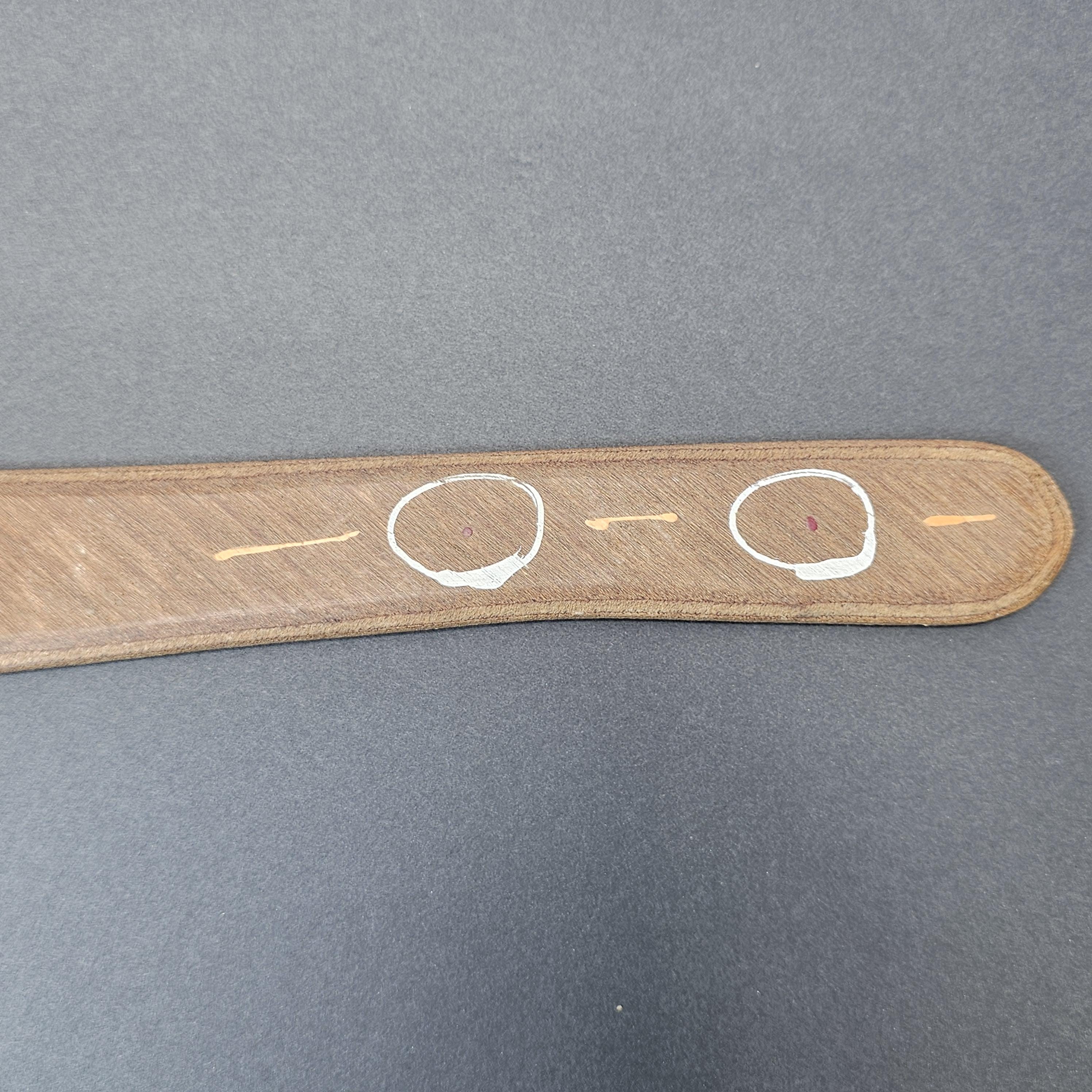 Aboriginal Art Style Wooden Boomerang (Snake Design)