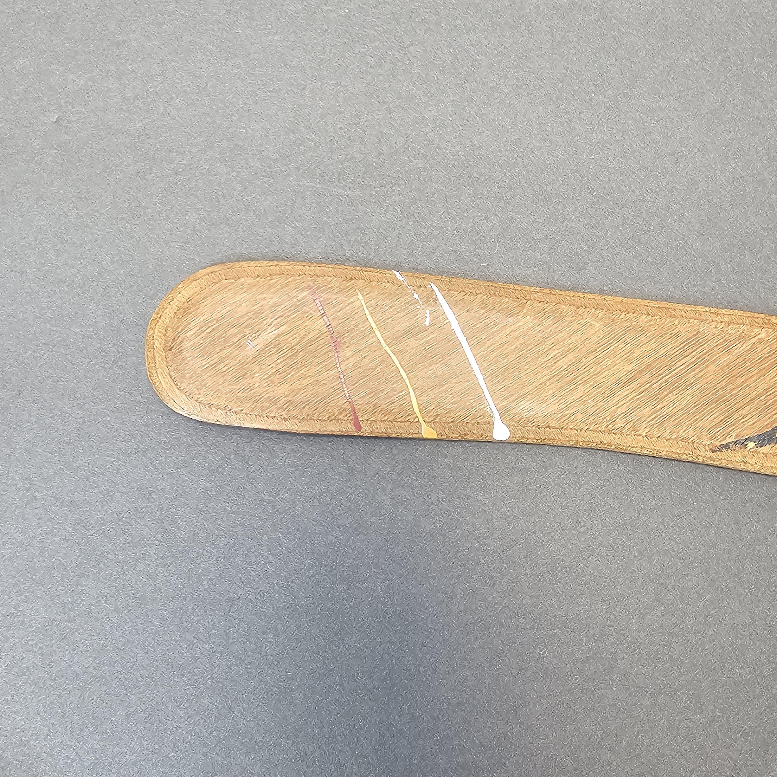 Aboriginal Art Style Wooden Boomerang (Snake Design)