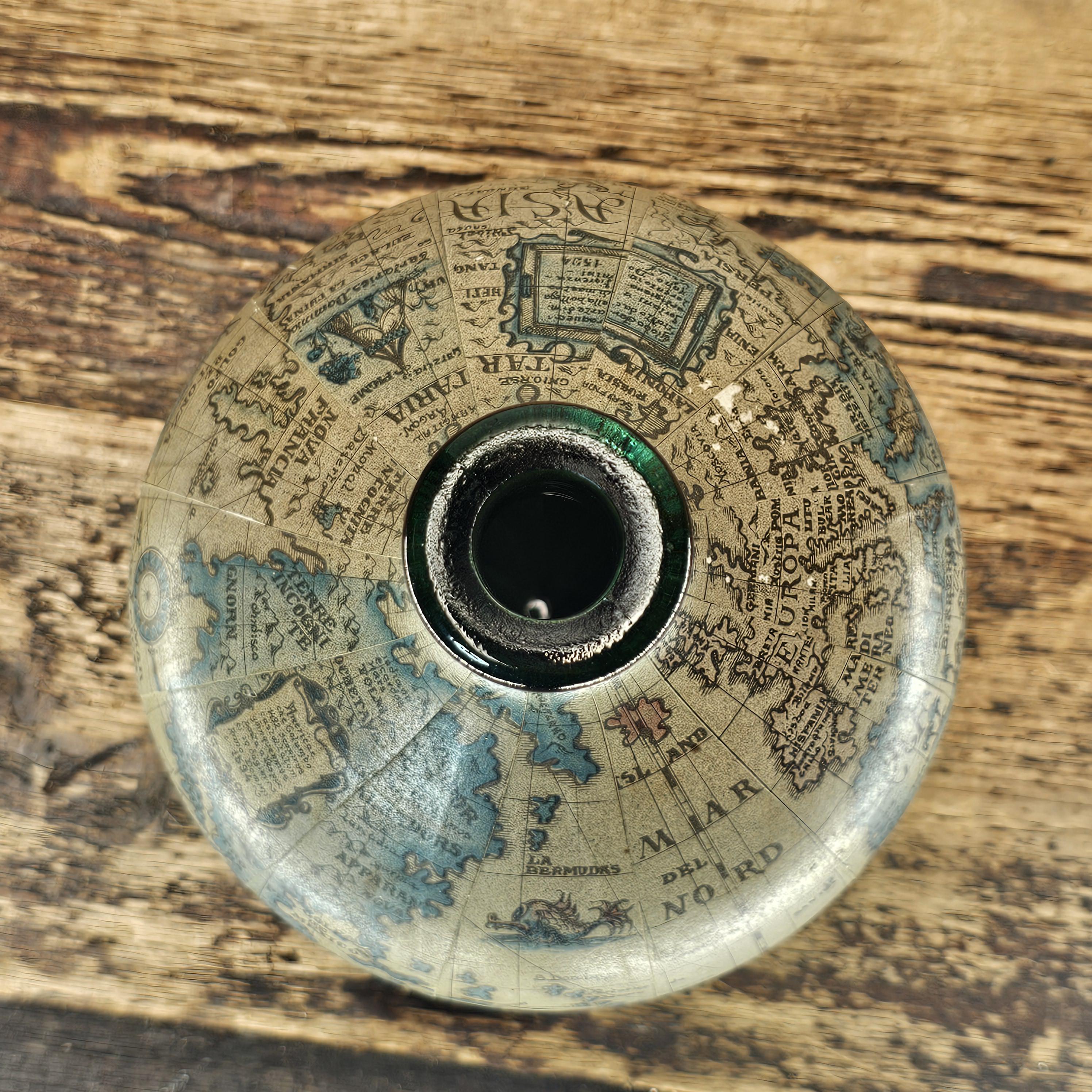 Vintage World Map Glass Decanter (Made in Italy) 1960s-70s