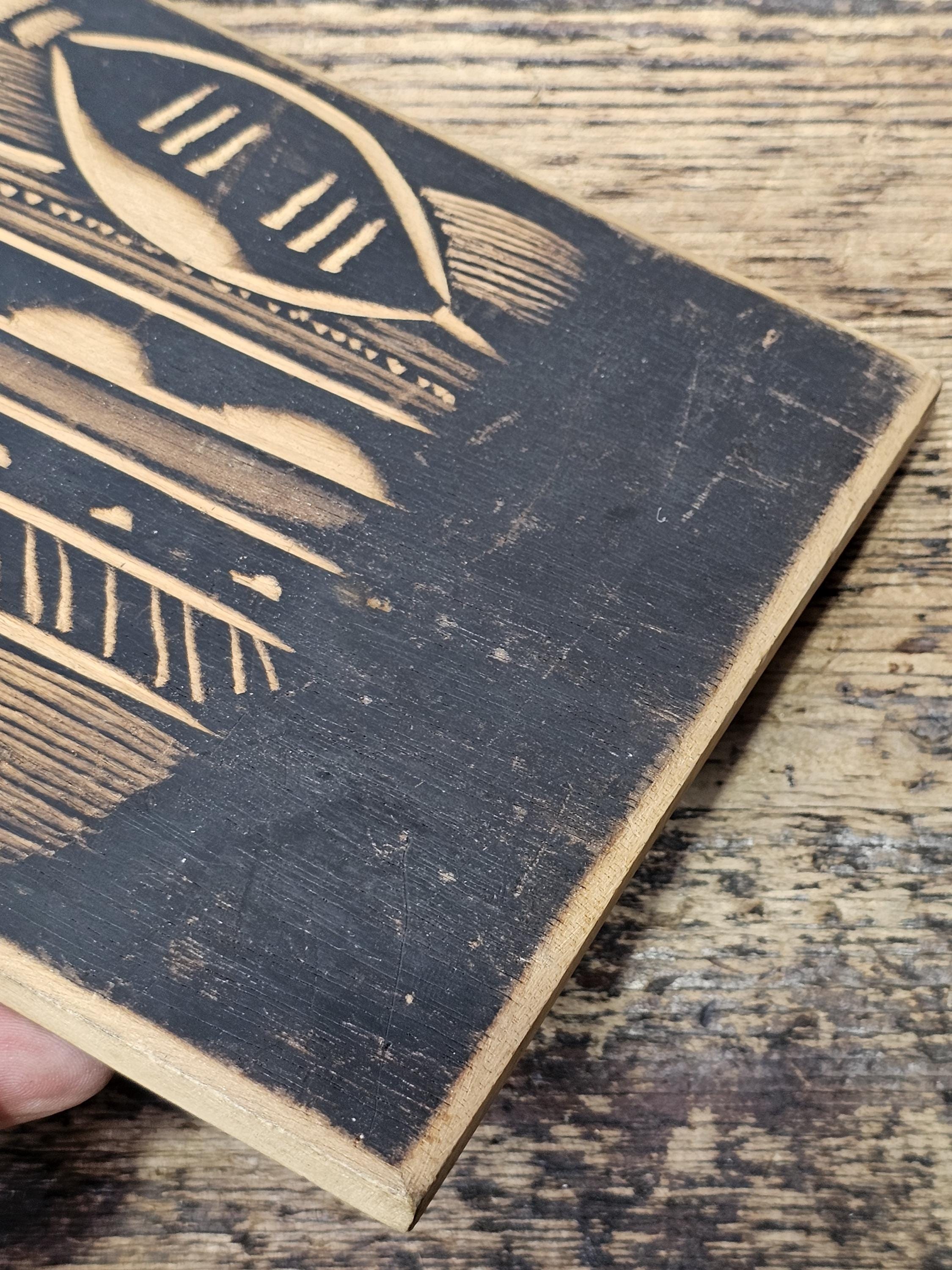 Hand-Carved Zulu Warrior Wooden Wall Plaque Southern African Folk Art 12" x 5.5"