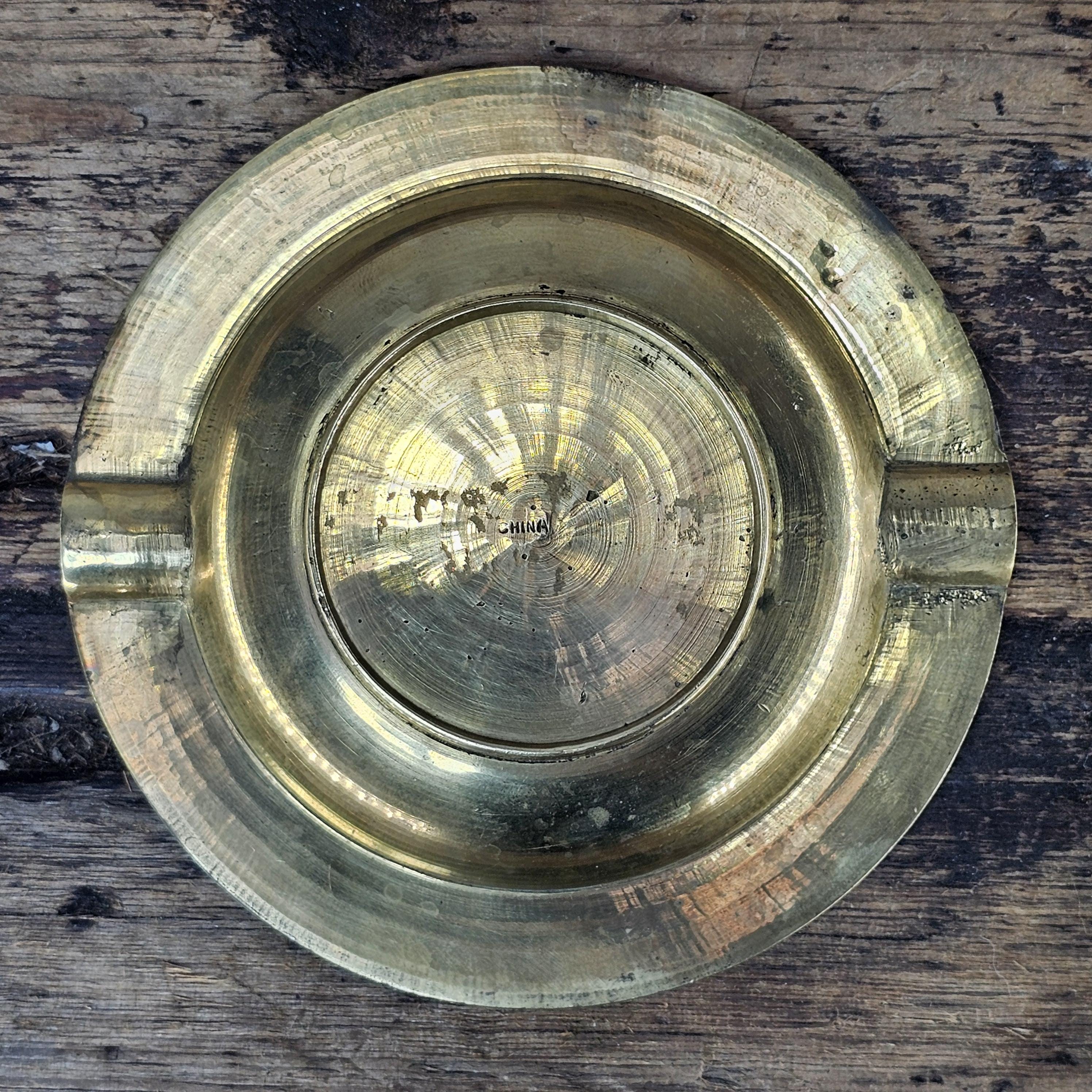 Vintage Chinese Cloisonné Enamel & Brass Ashtray | Ornate Floral Motif 5.25"