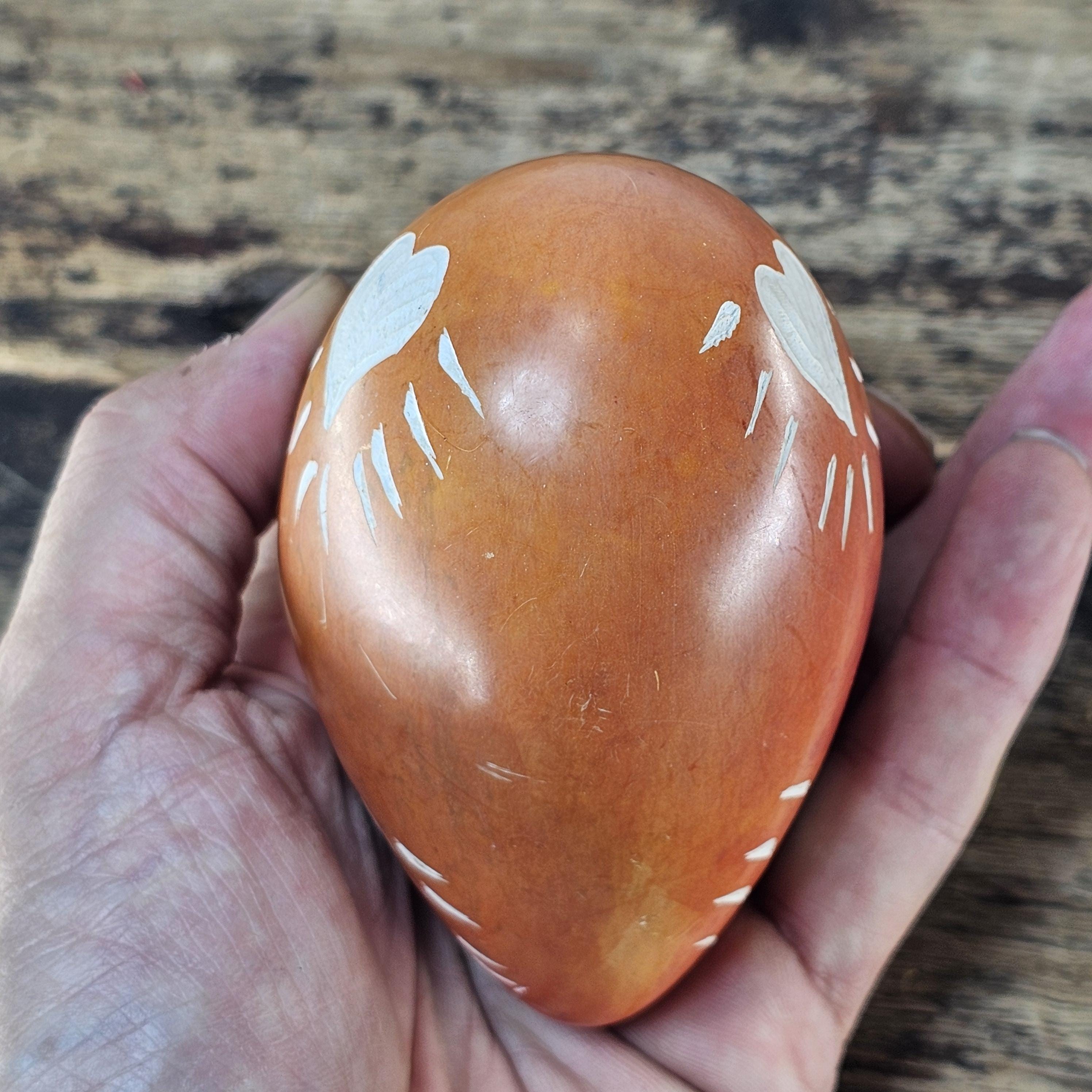 Set of 3 Hand-Carved Kenyan Soapstone Hearts African Art Decorative Paperweights