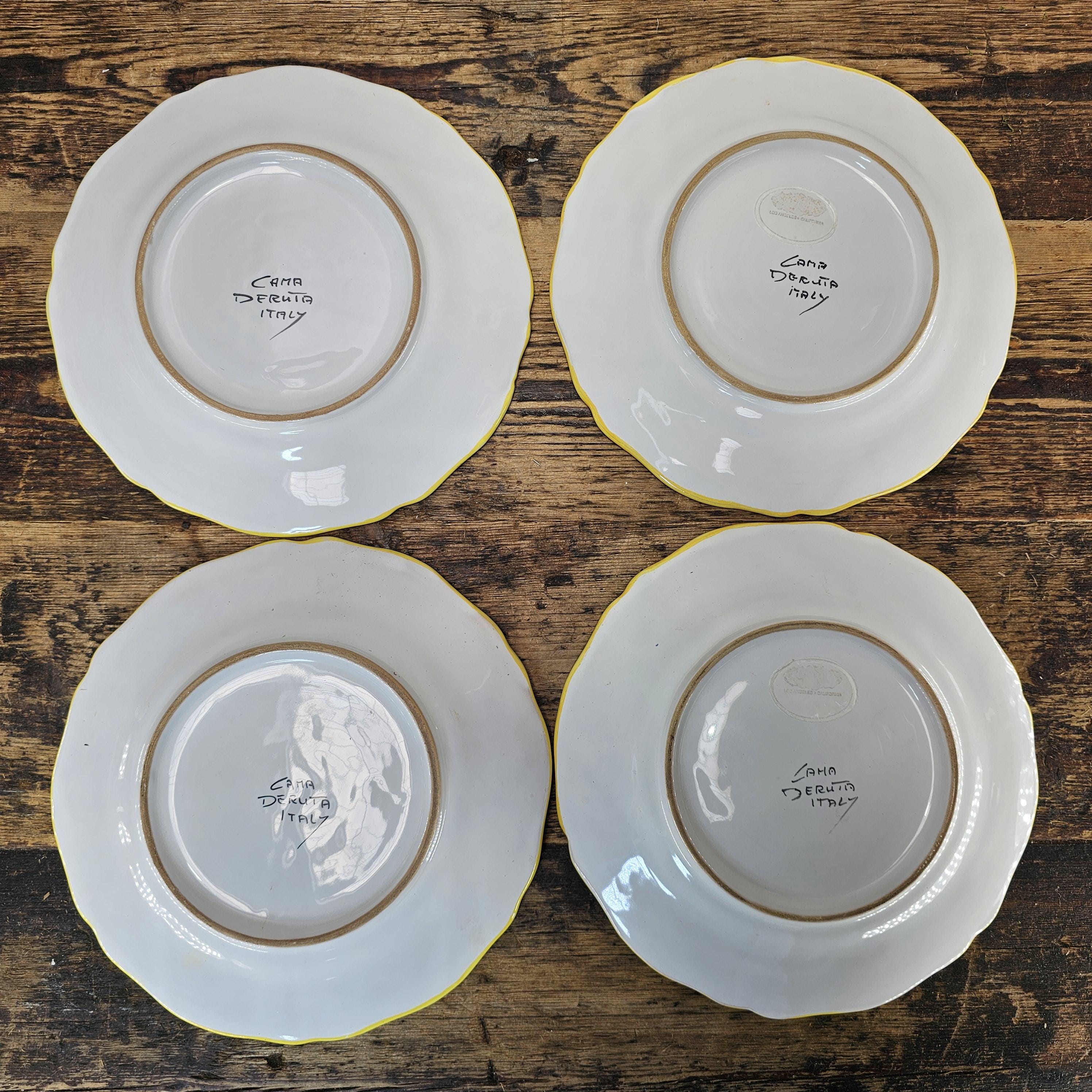 Set of 4 Vintage CAMA "Ricco Deruta" Maiolica Salad/Dessert Plates 8.25"