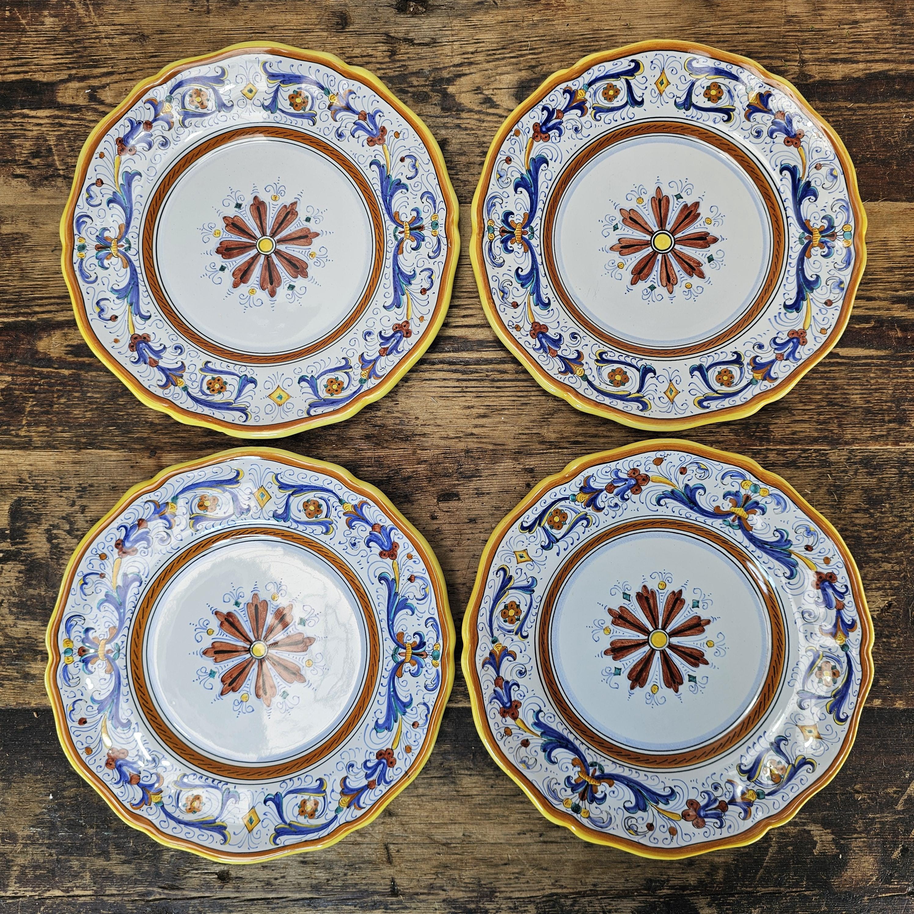 Set of 4 Vintage CAMA "Ricco Deruta" Maiolica Salad/Dessert Plates 8.25"