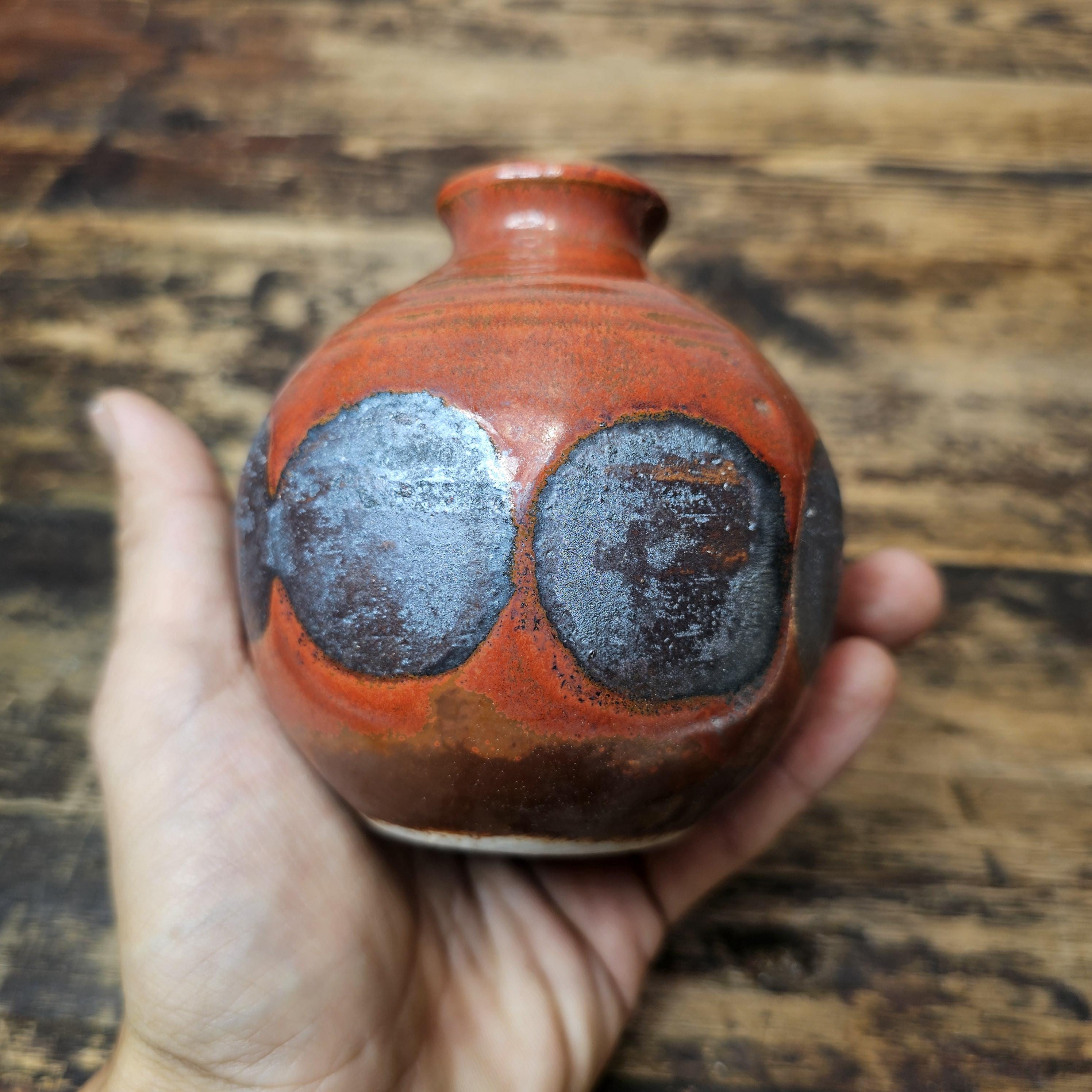 Handmade Studio Pottery Bud Vase 3.5"Dia. x 4"H