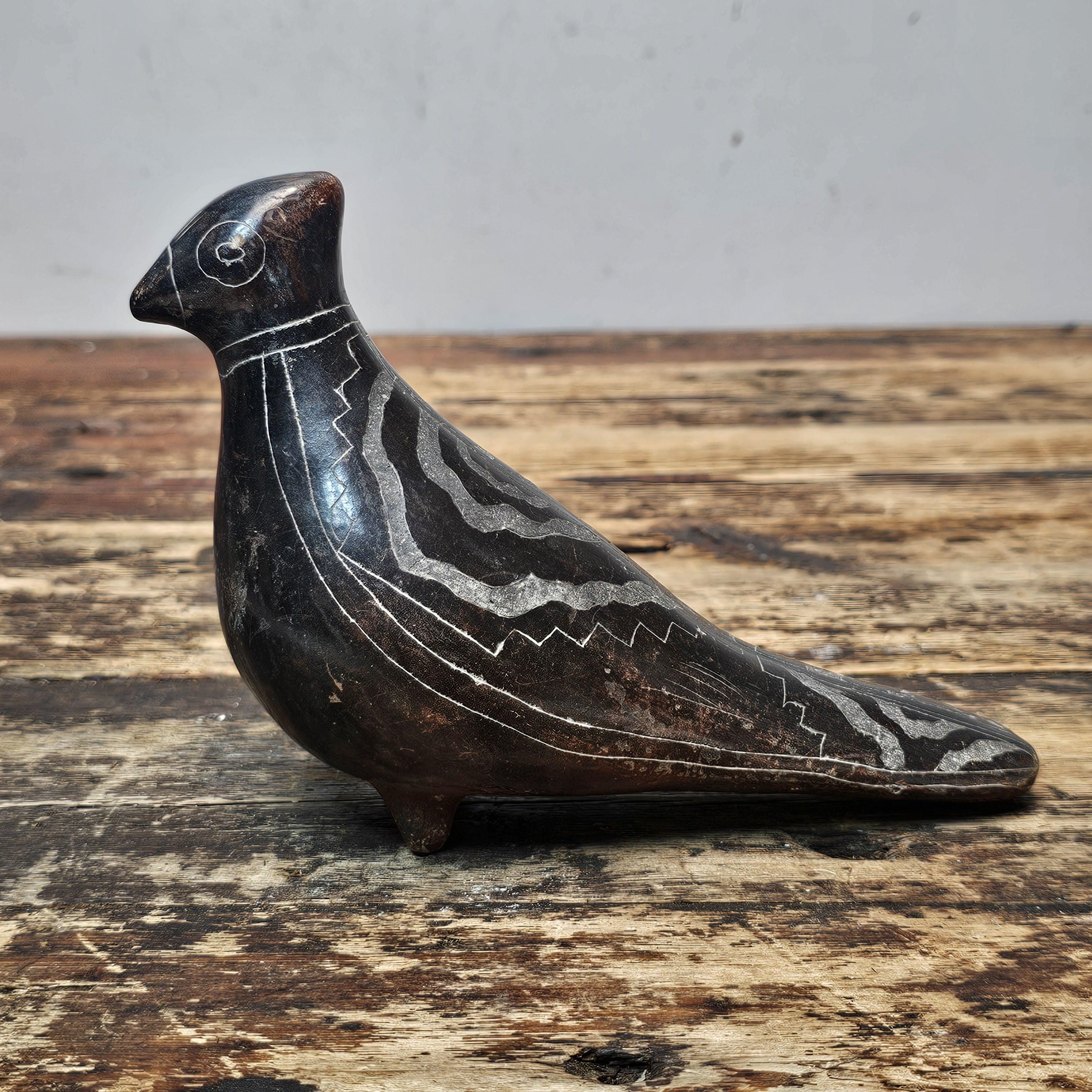 Black Tonalá Sgraffito & Burnished Pottery Bird | Jalisco, Mexico Folk Art 8"L