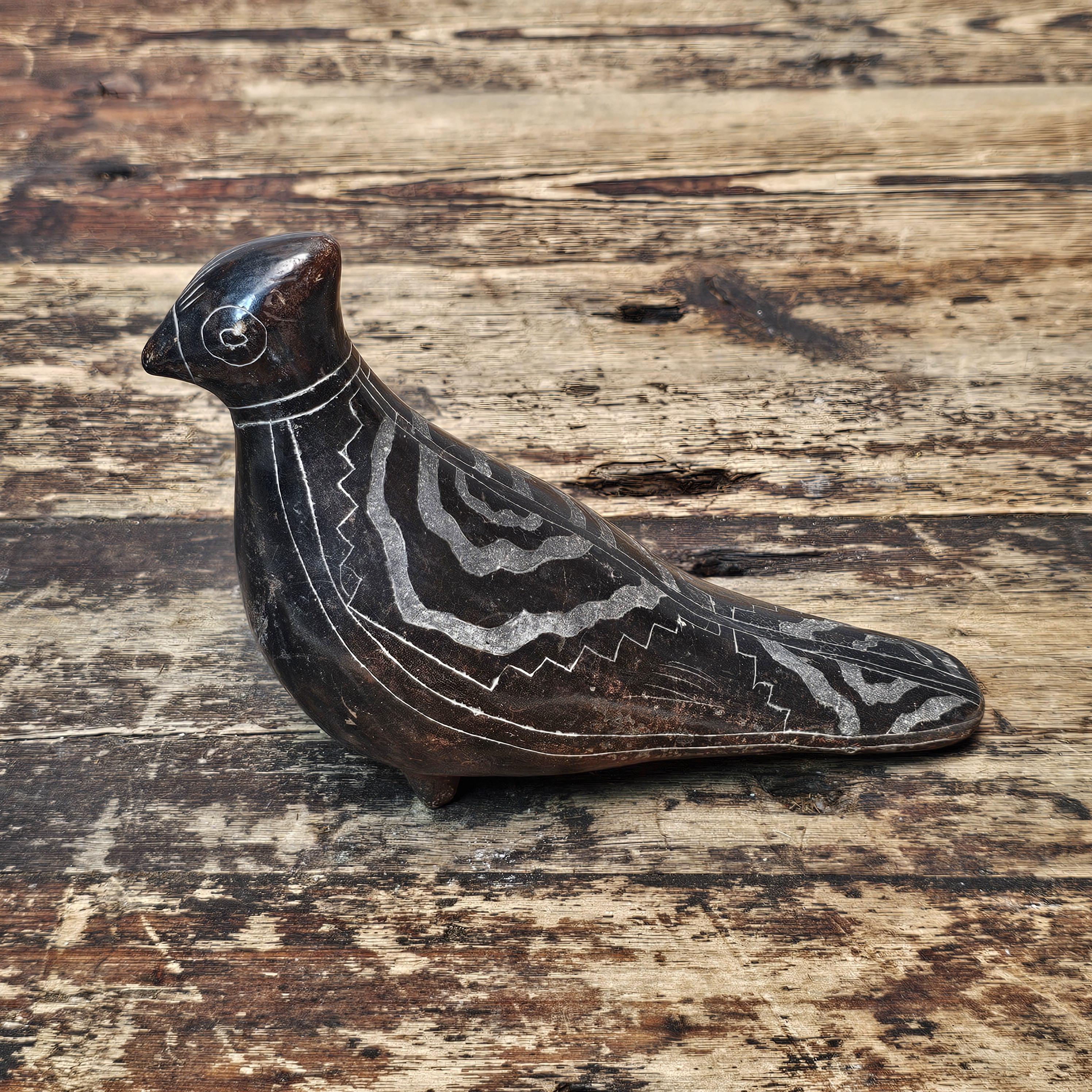 Black Tonalá Sgraffito & Burnished Pottery Bird | Jalisco, Mexico Folk Art 8"L