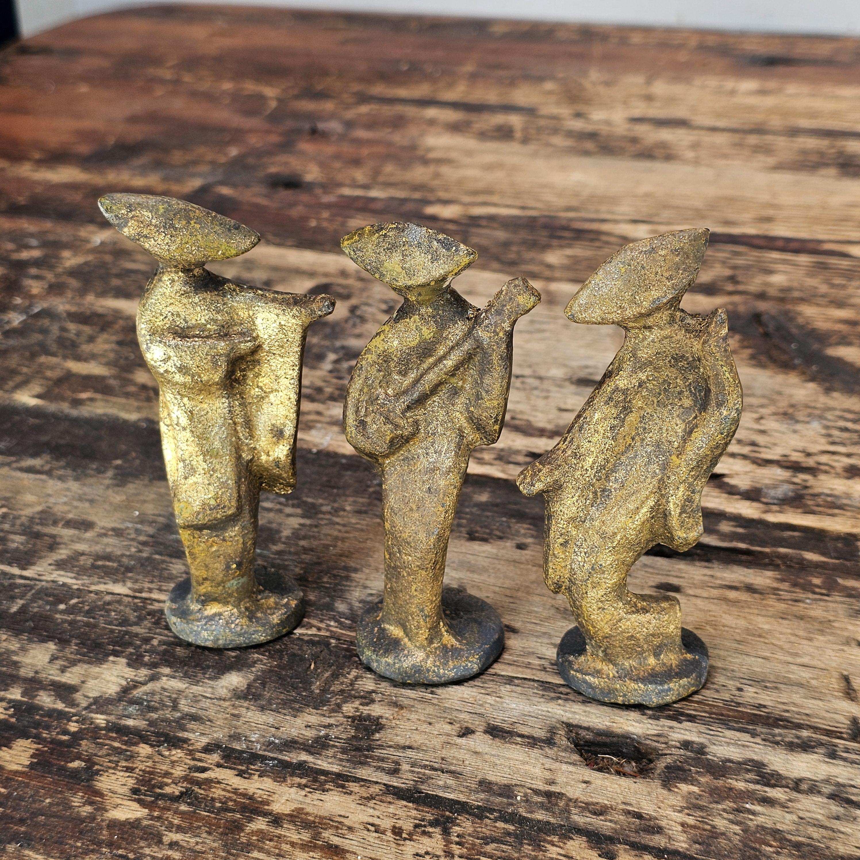 Set of 3 Vintage Japanese Modernist "Awa Odori" Dancer Sculptures