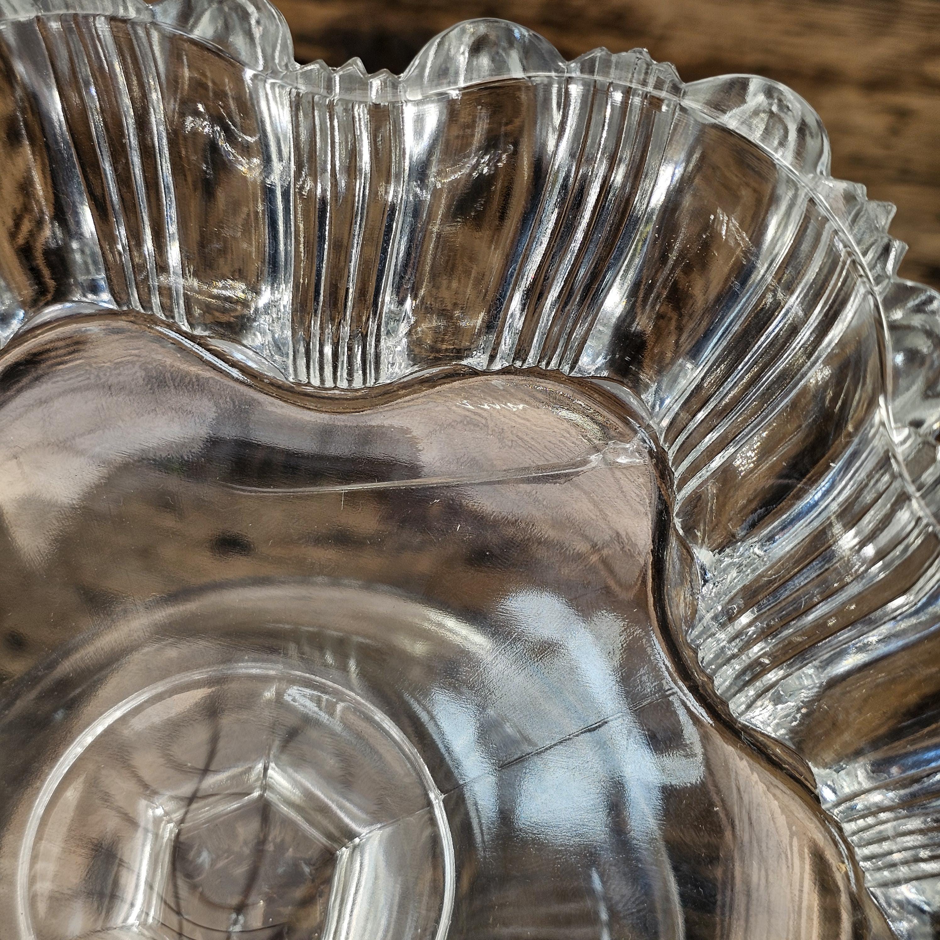 Vintage Pressed Glass Pedestal Candy Dish with Lid