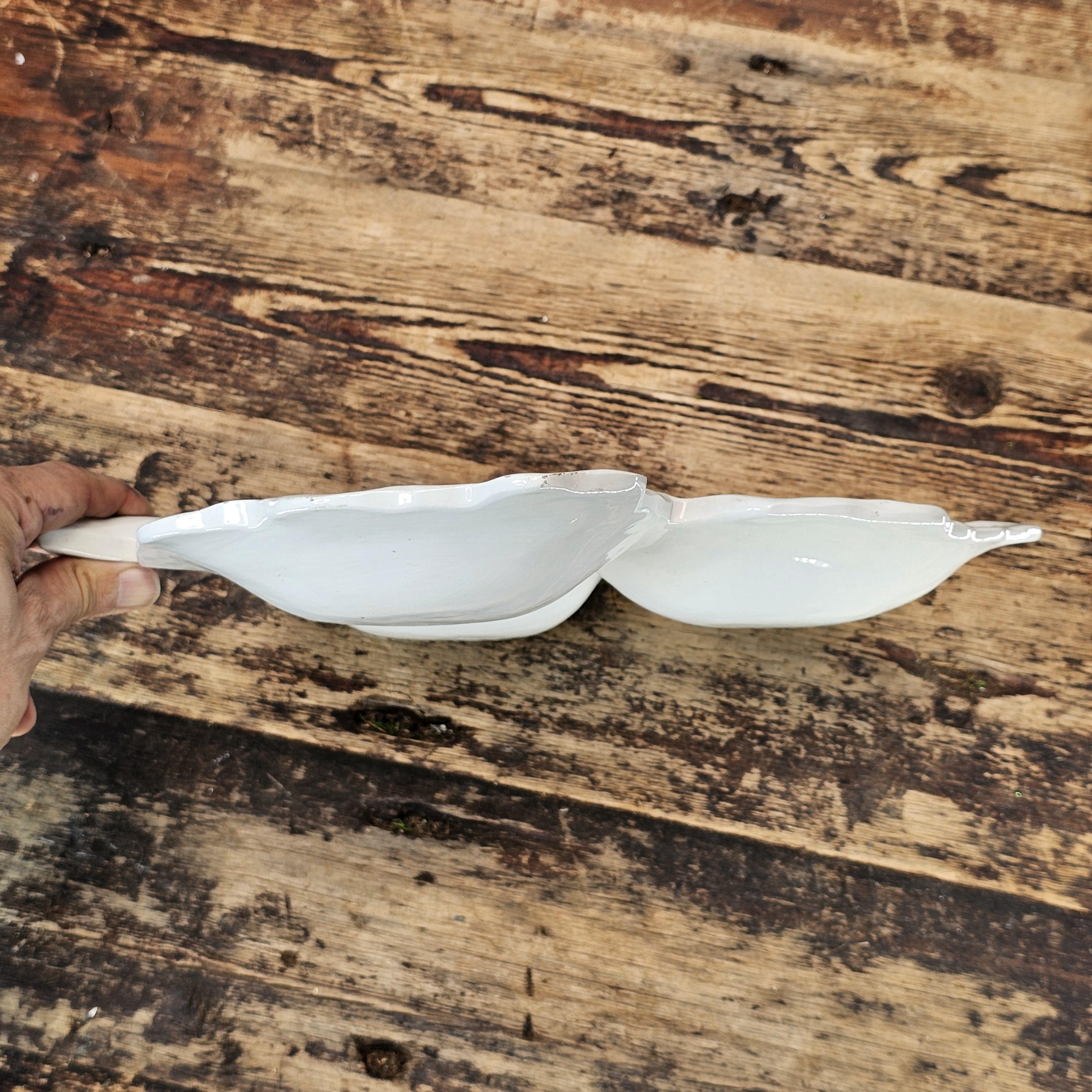 Vintage Italian Hand-Painted Ceramic Leaf Serving Dish