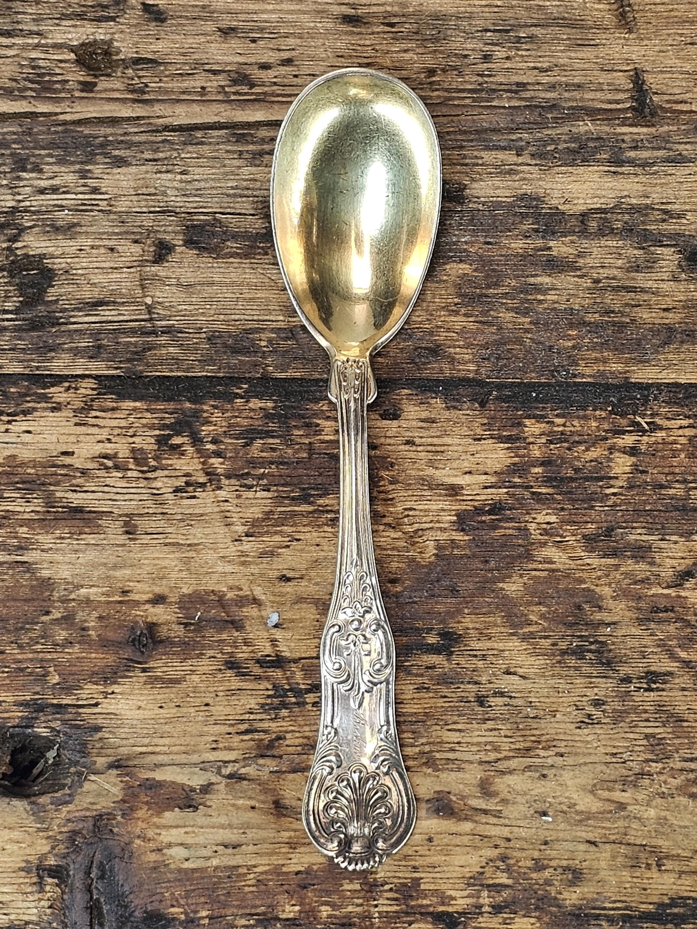 Antique French 950 Silver Gilt-Wash Feeding Spoon (c. 1900) 5"