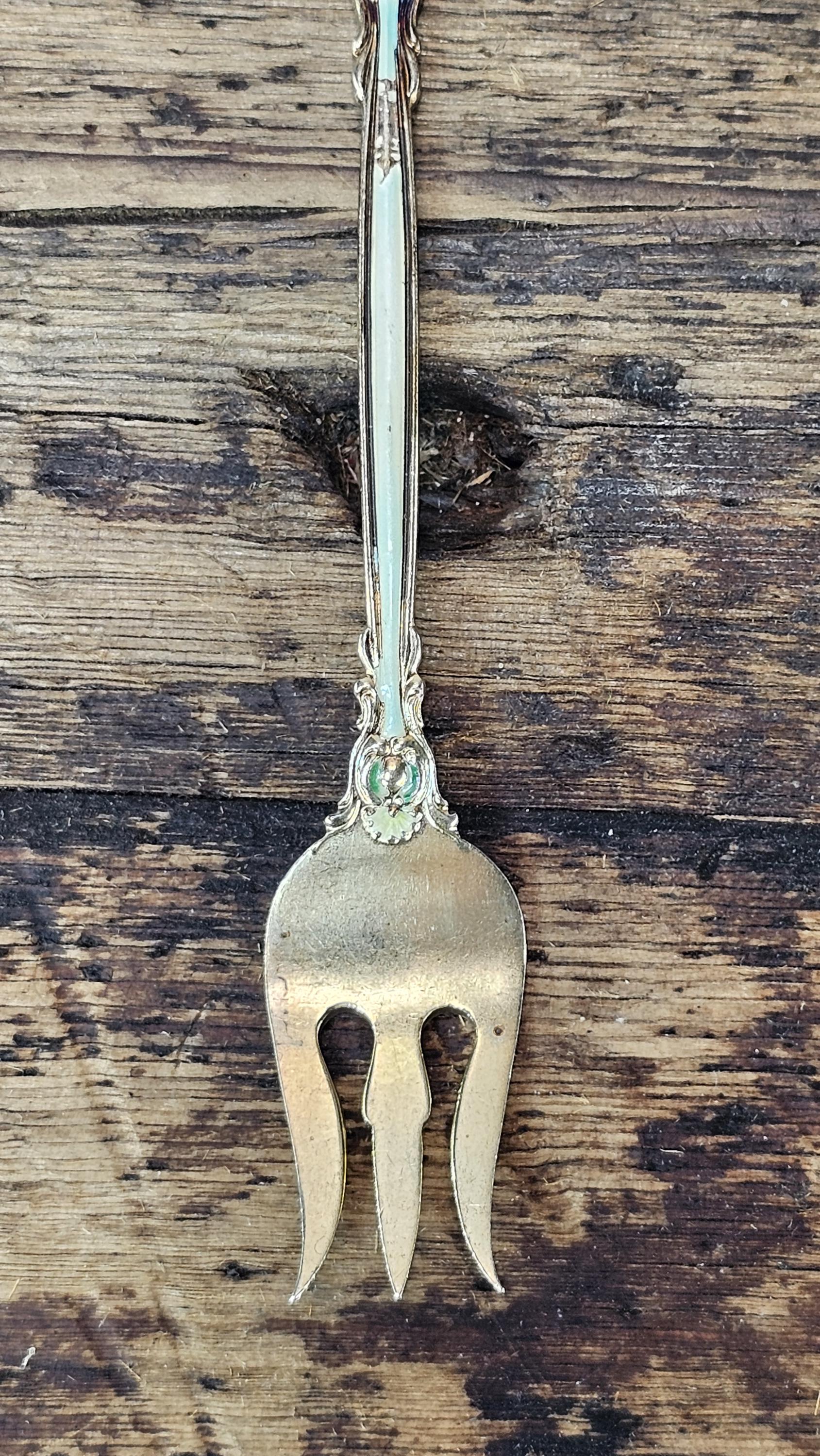 RARE Antique Dominick & Haff Renaissance Enameled Sterling Silver Food Pick 5.5"