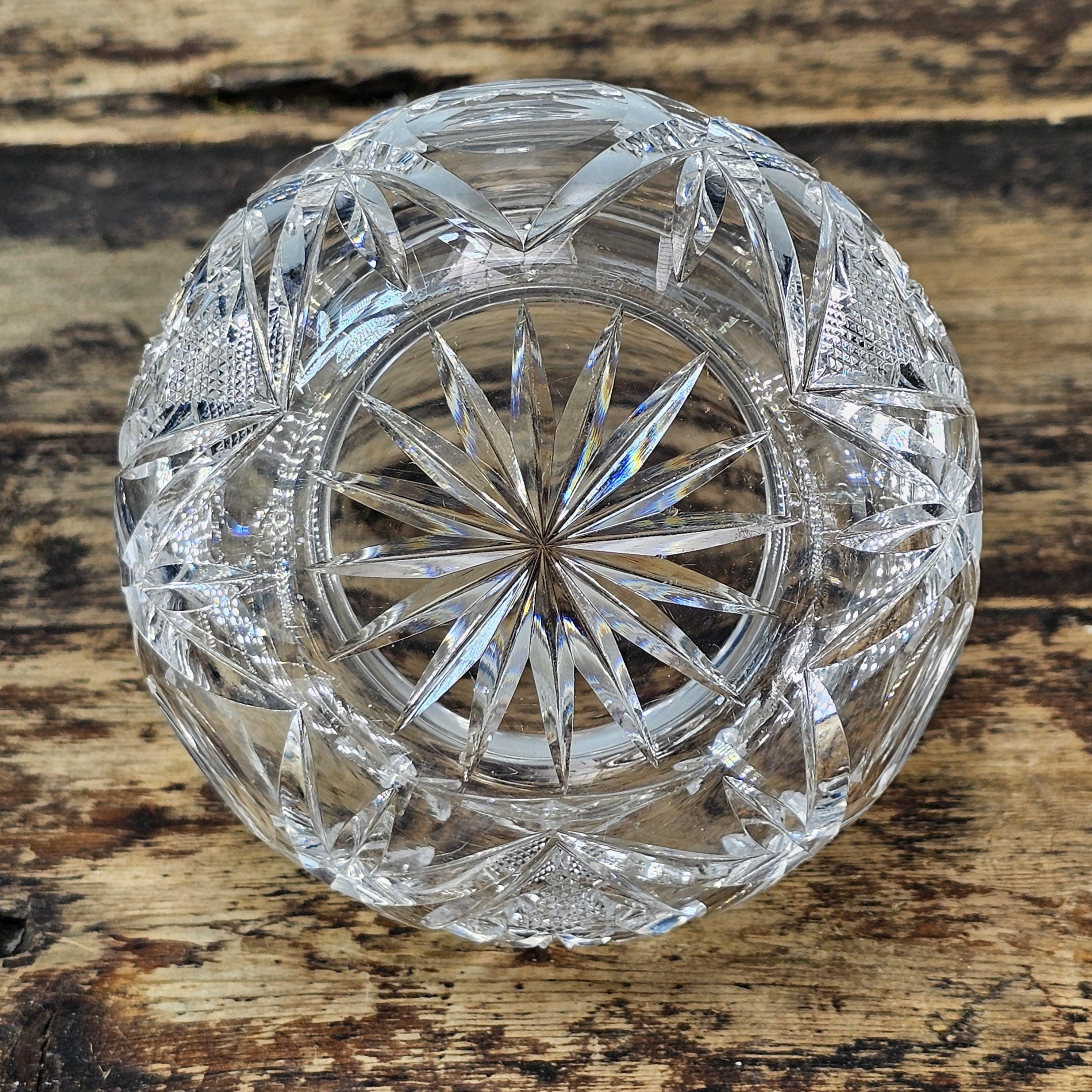 Antique American Brilliant Period Cut Crystal Vanity Powder Jar