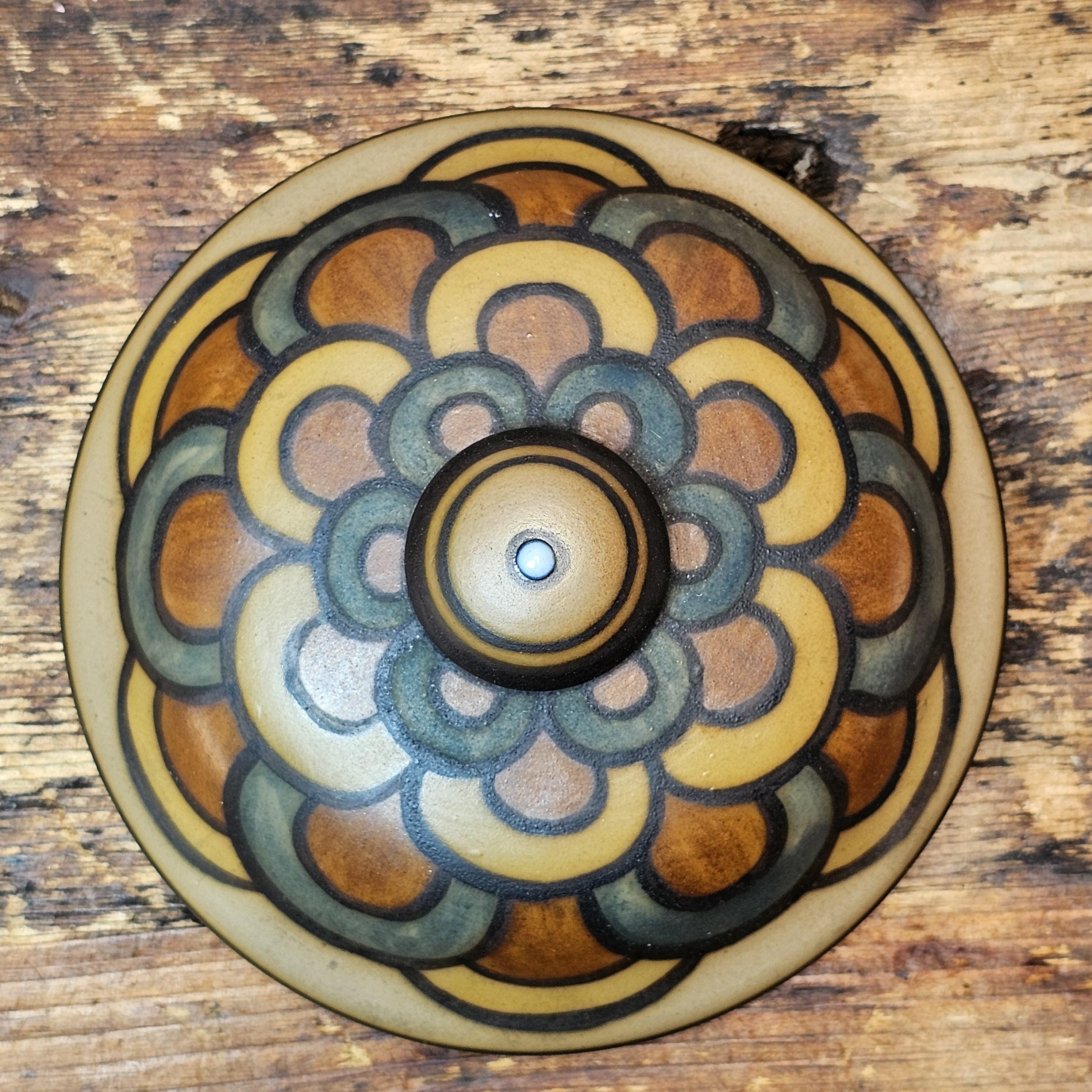 L. Hjorth Danish Art Deco Lidded Jar with Bird Motif, c. 1930s