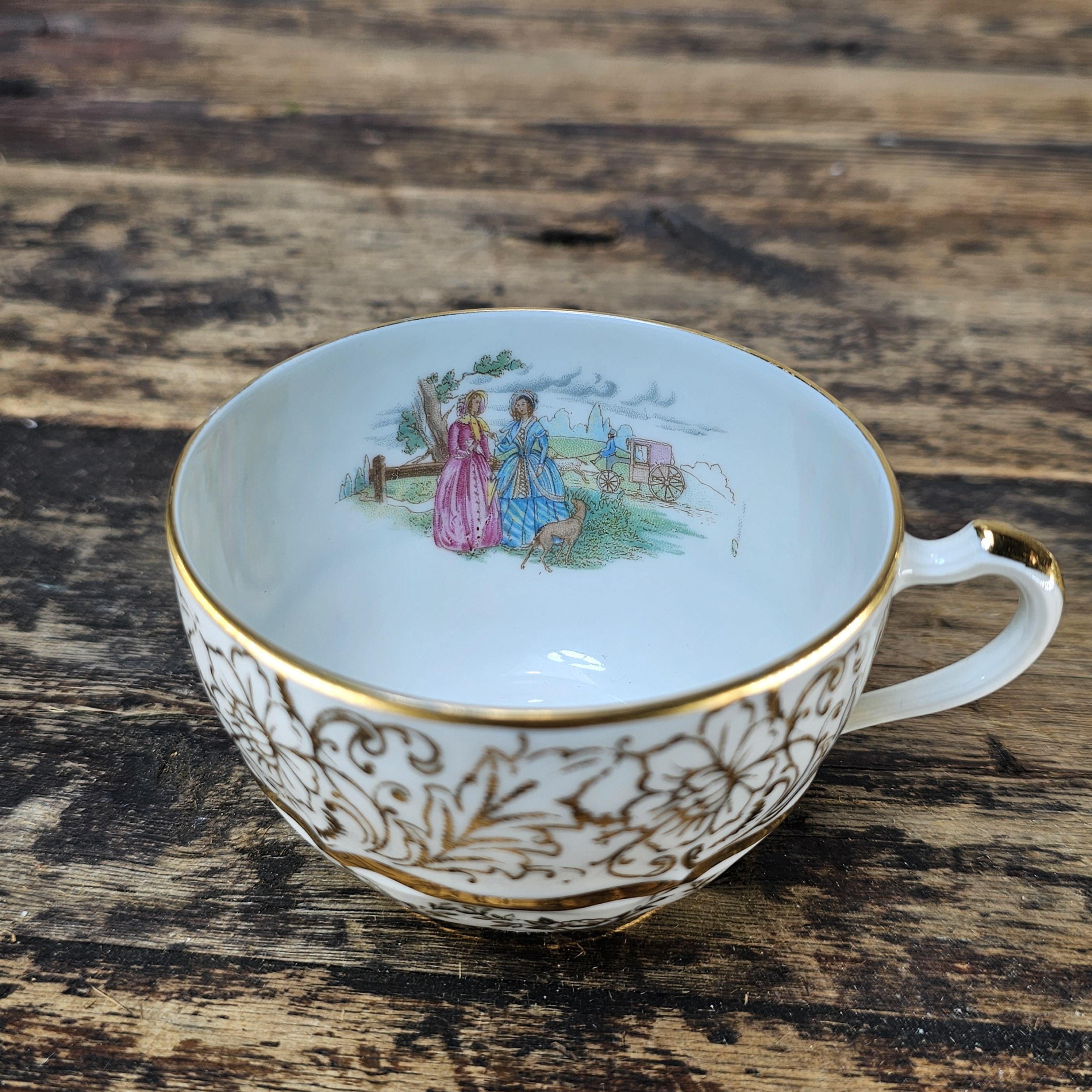 Vintage Haviland Limoges "Noble Ladies" Gold Gilt Tea Set - 5 Pcs