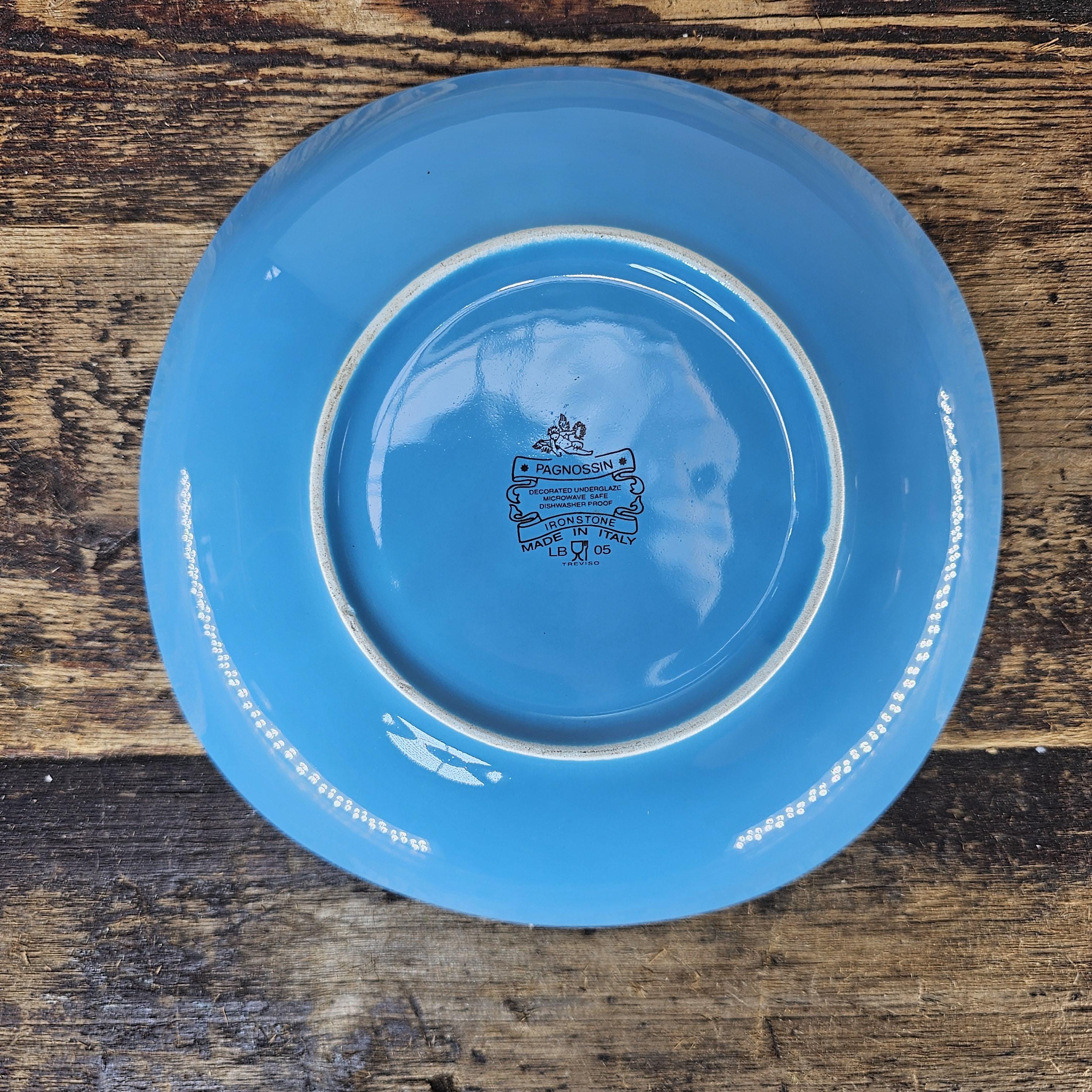 Vintage Pagnossin Italy MCM Blue Square Bowl - 70s/80s Retro Ironstone 8.5"
