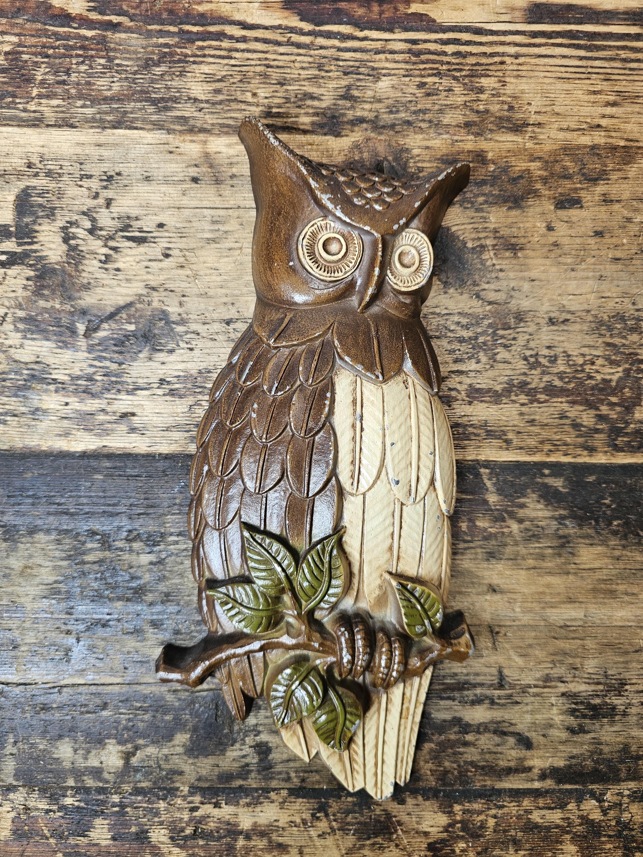 Vintage Sexton Owl Plaques 1969 Cast Aluminum Wall Hanging