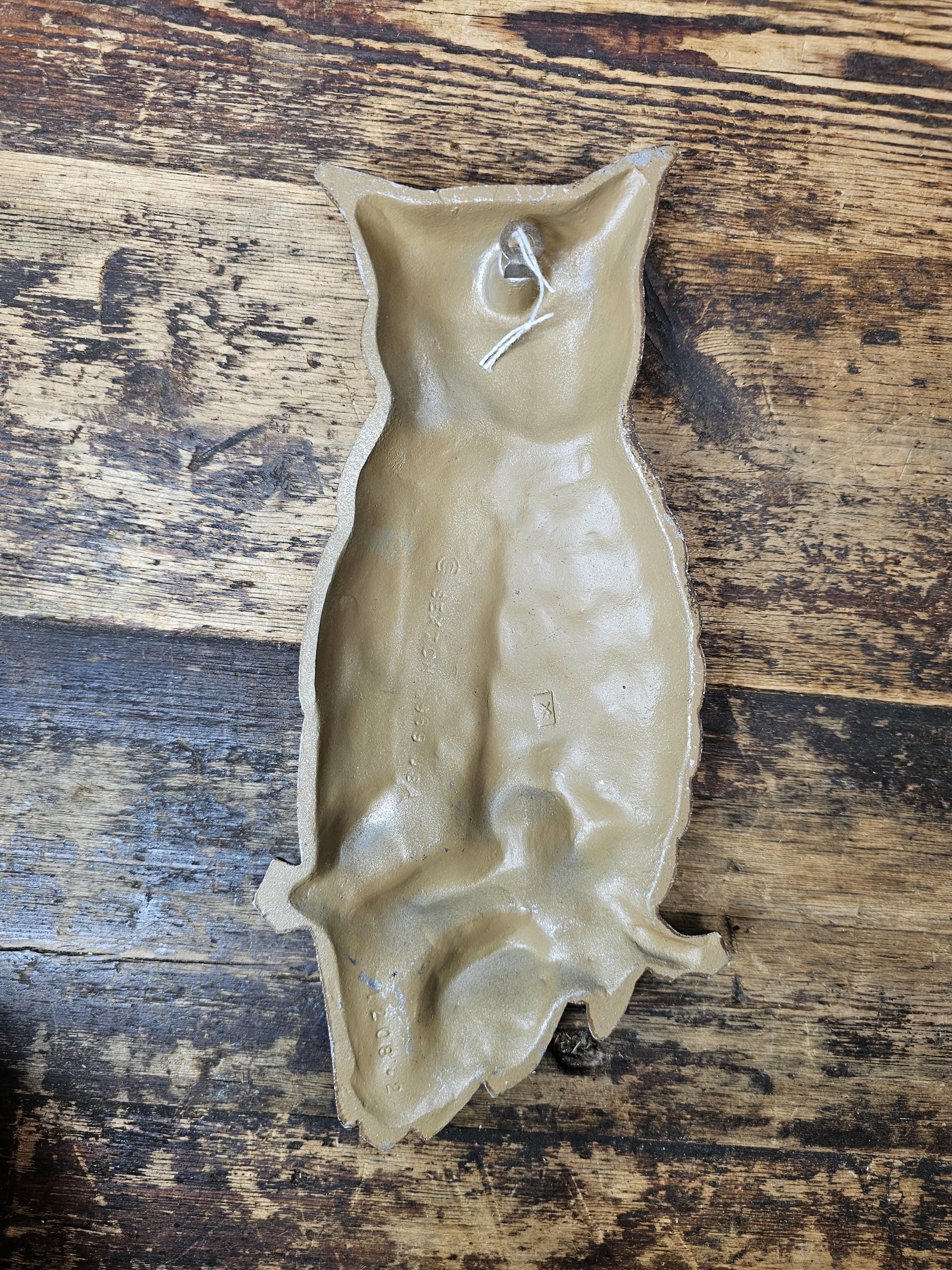 Vintage Sexton Owl Plaques 1969 Cast Aluminum Wall Hanging