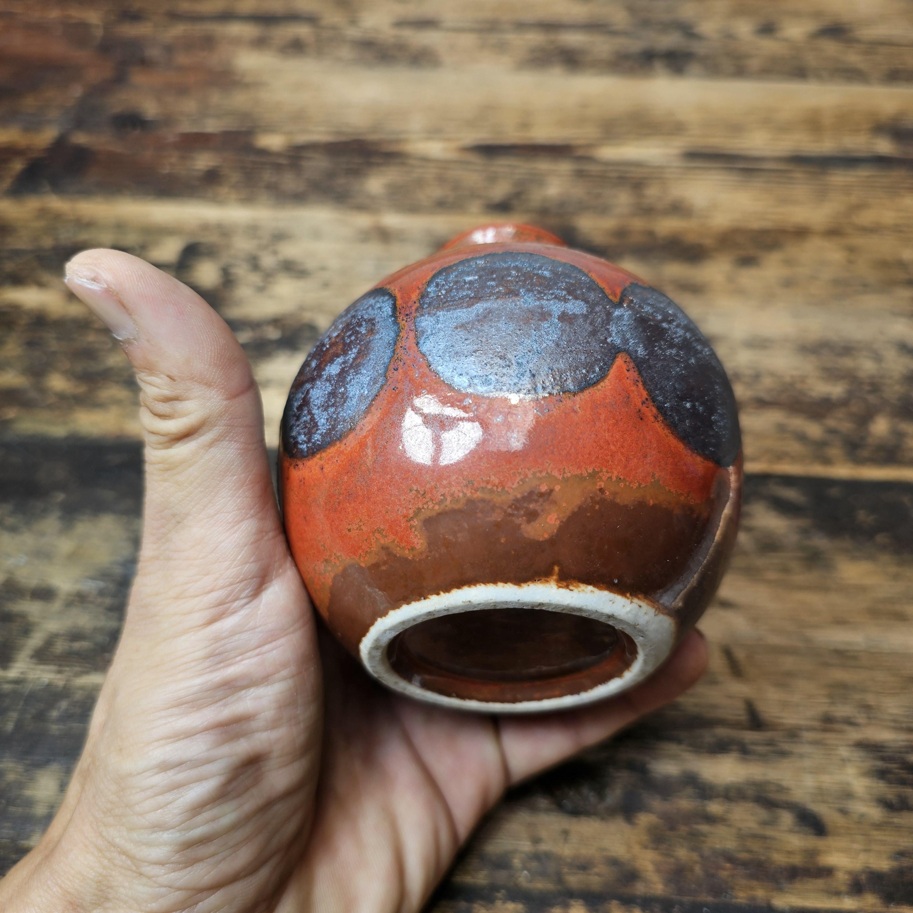 Handmade Studio Pottery Bud Vase 3.5"Dia. x 4"H