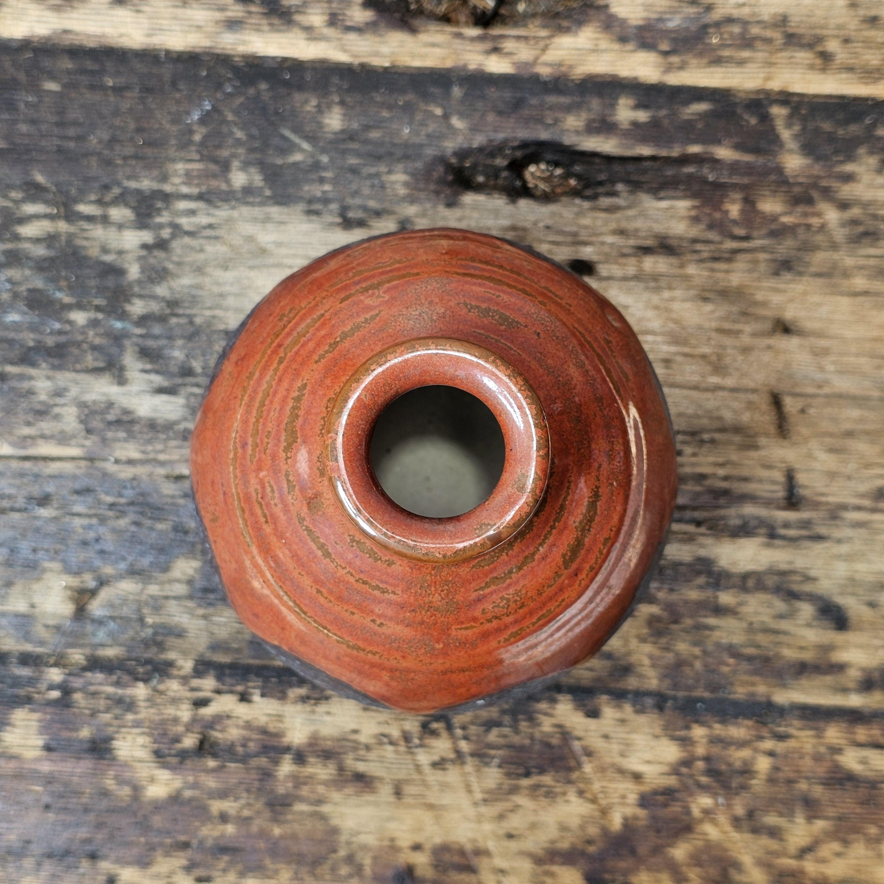 Handmade Studio Pottery Bud Vase 3.5"Dia. x 4"H