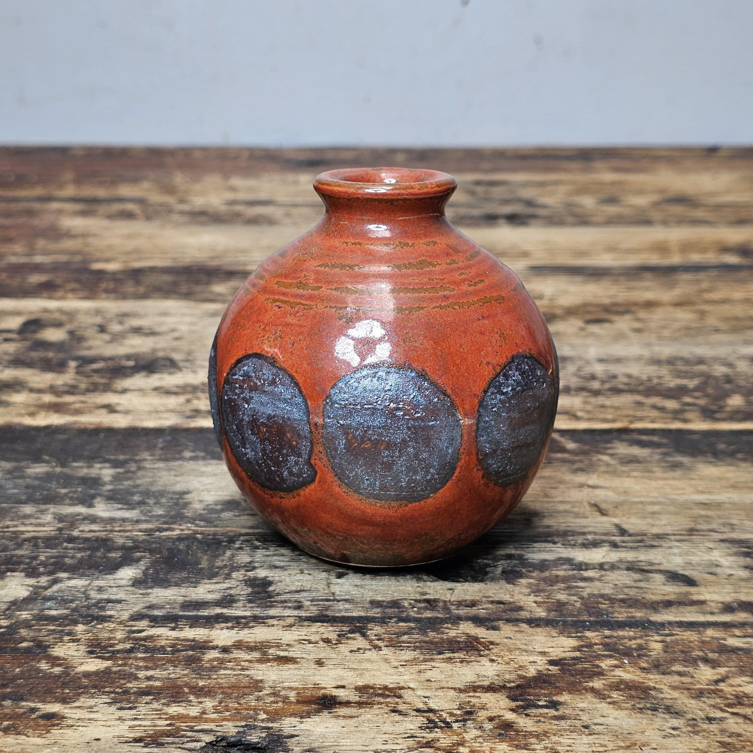Handmade Studio Pottery Bud Vase 3.5"Dia. x 4"H
