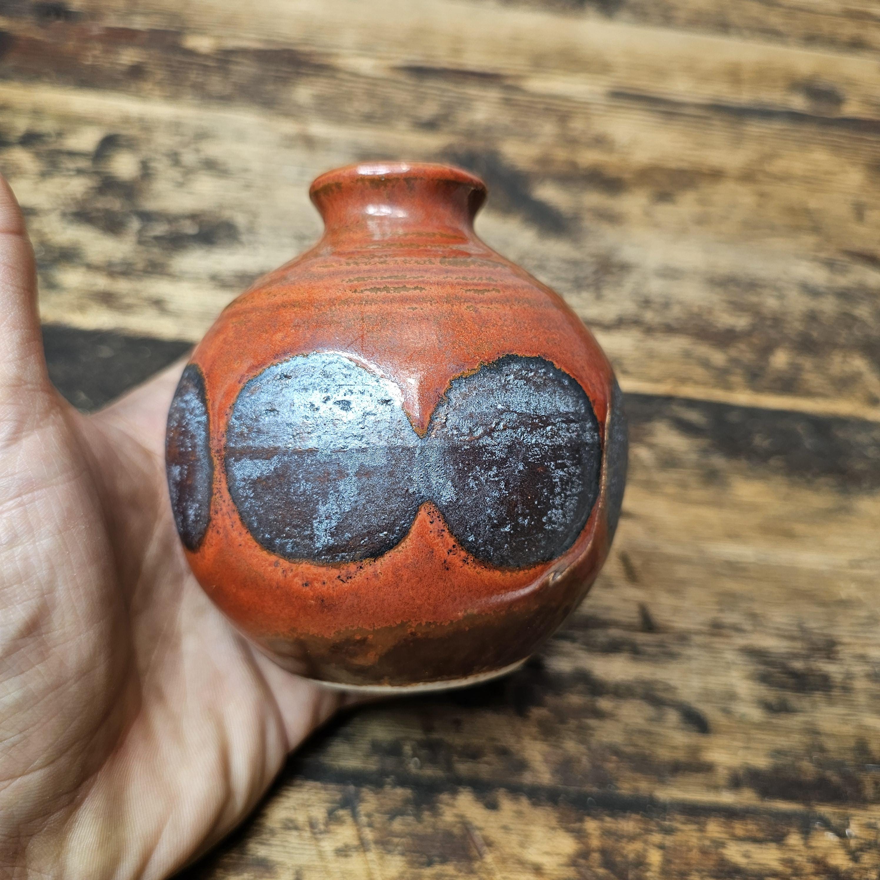 Handmade Studio Pottery Bud Vase 3.5"Dia. x 4"H