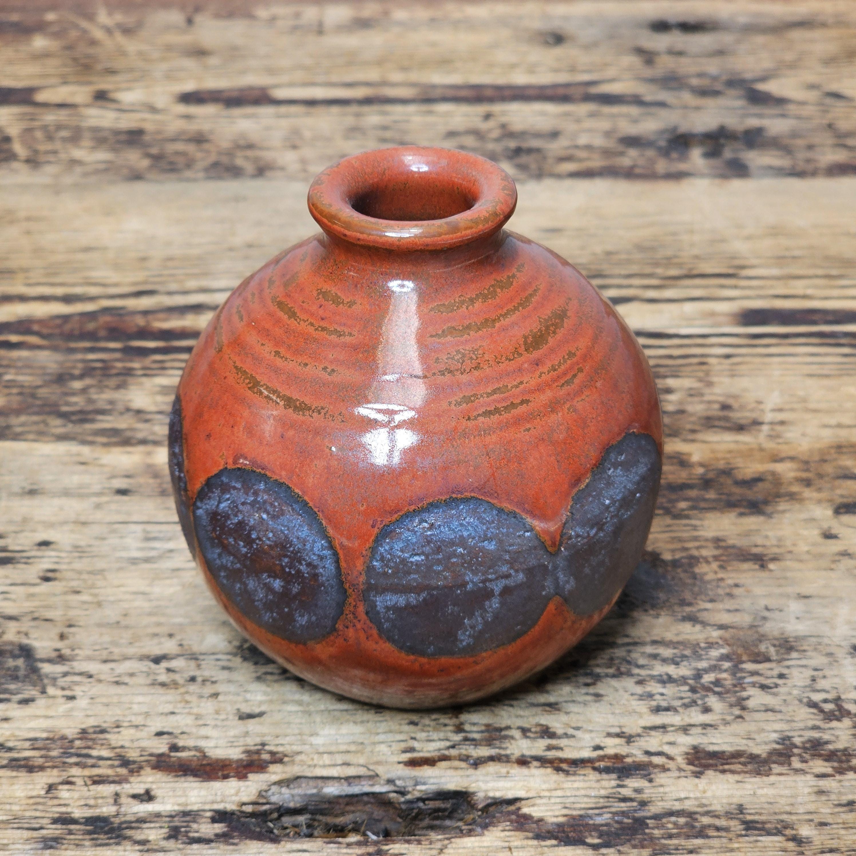 Handmade Studio Pottery Bud Vase 3.5"Dia. x 4"H