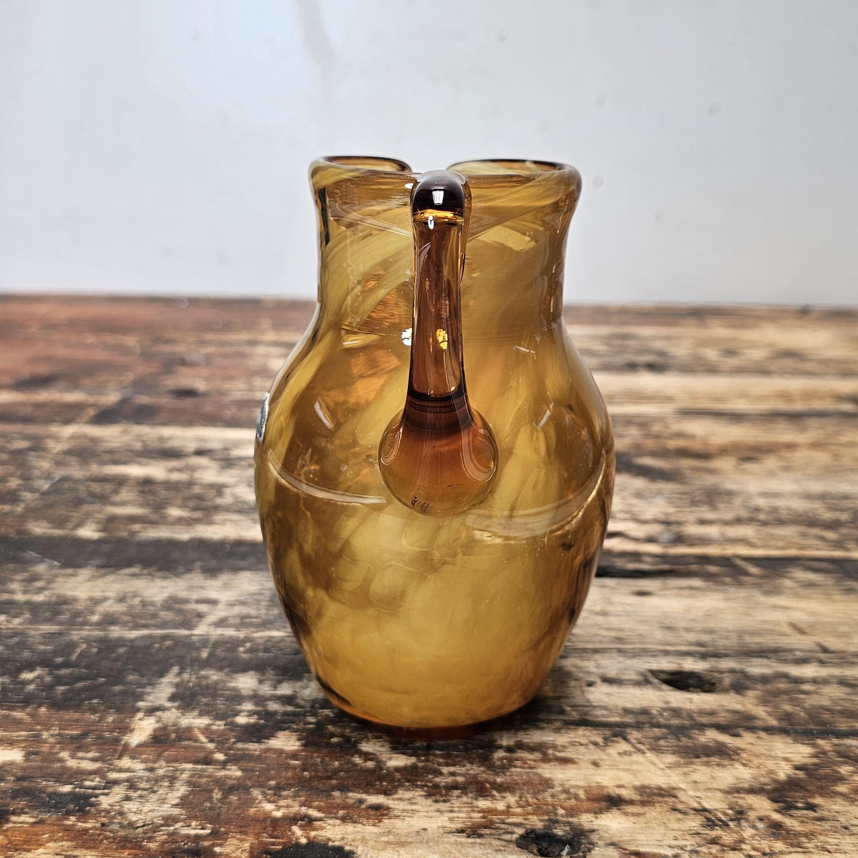 Vintage Rainbow Art Glass Co. "Folded Ribbon" Pitcher Mid-Century USA 6"H