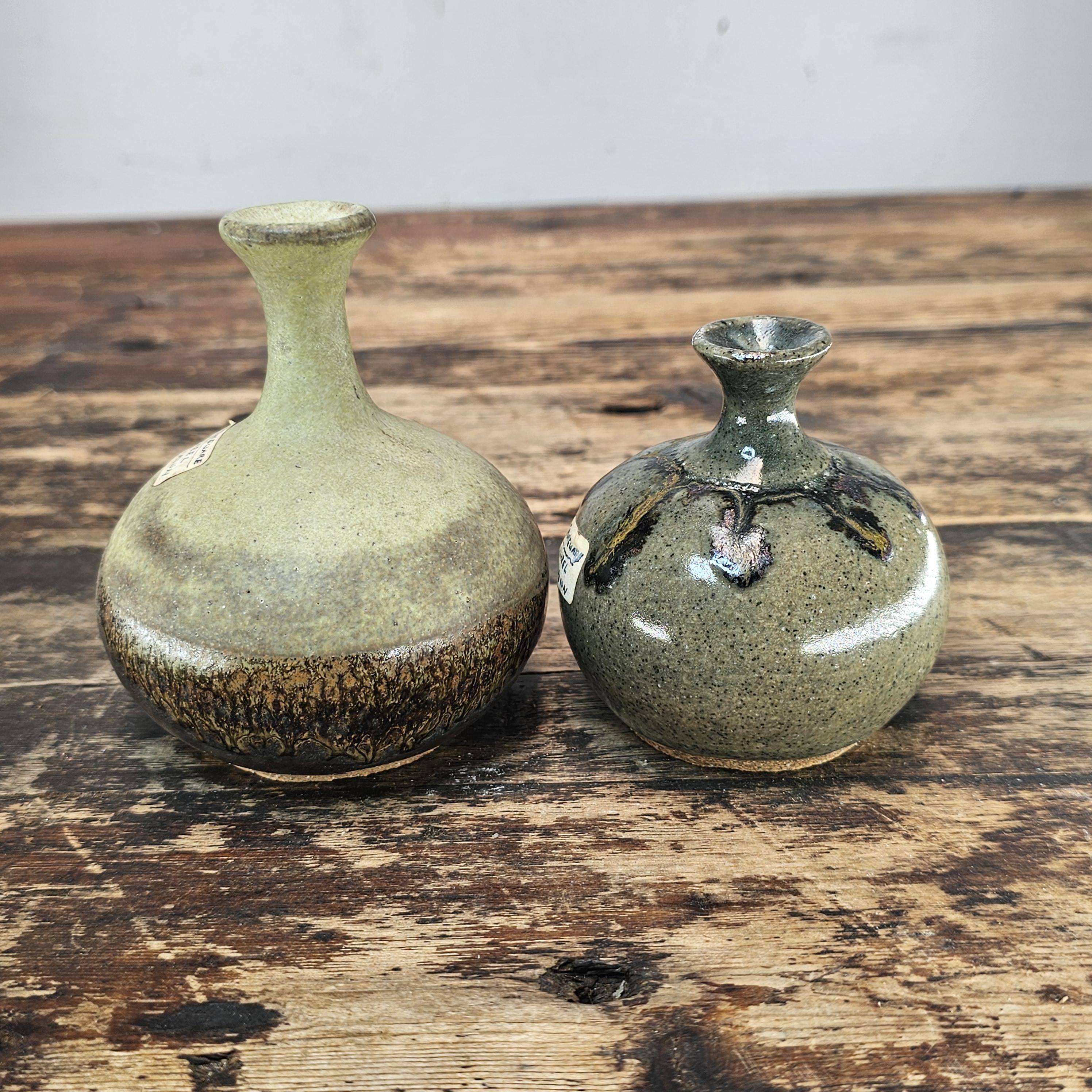 Matched Pair of Vintage Mid-Century Studio Pottery Bud Vases