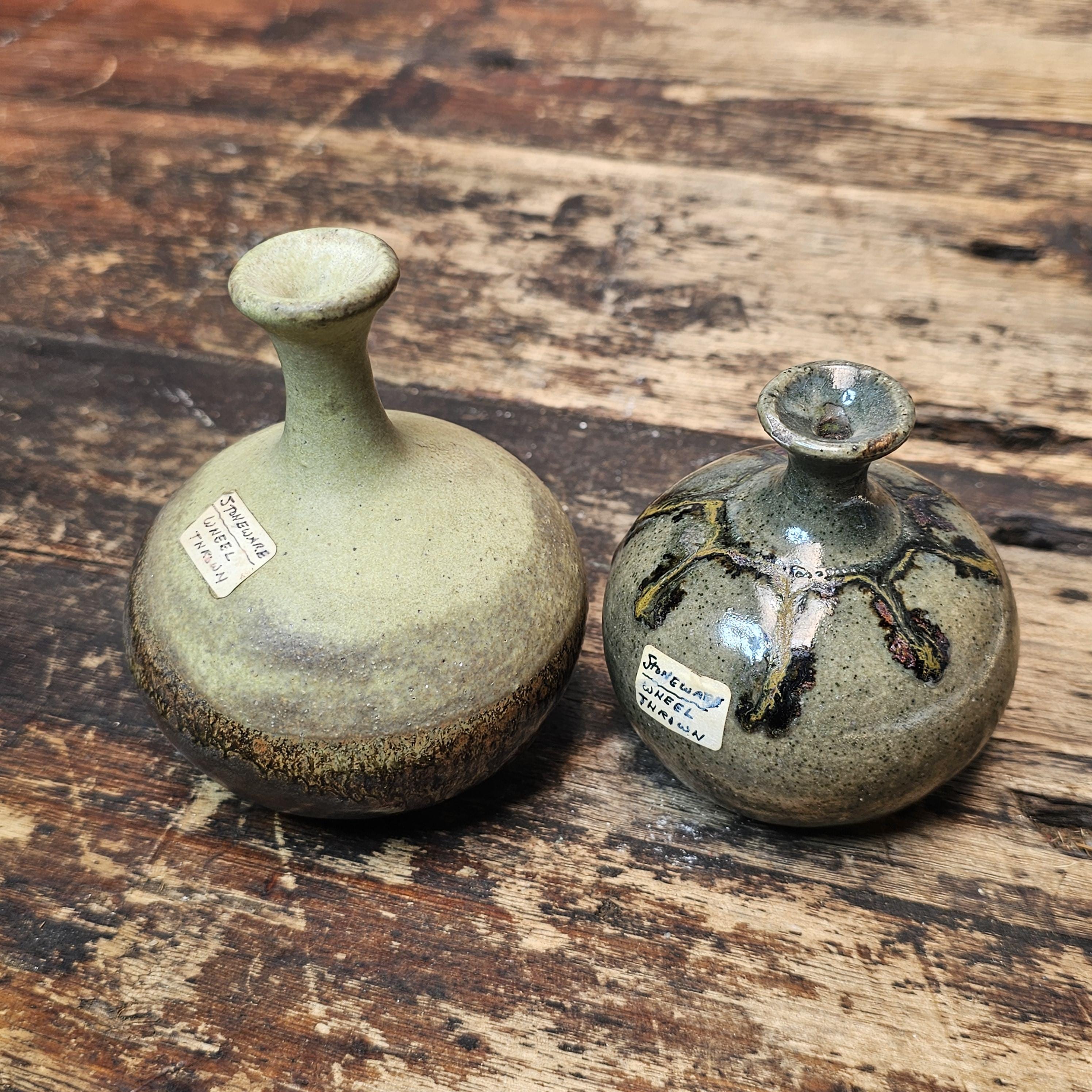 Matched Pair of Vintage Mid-Century Studio Pottery Bud Vases