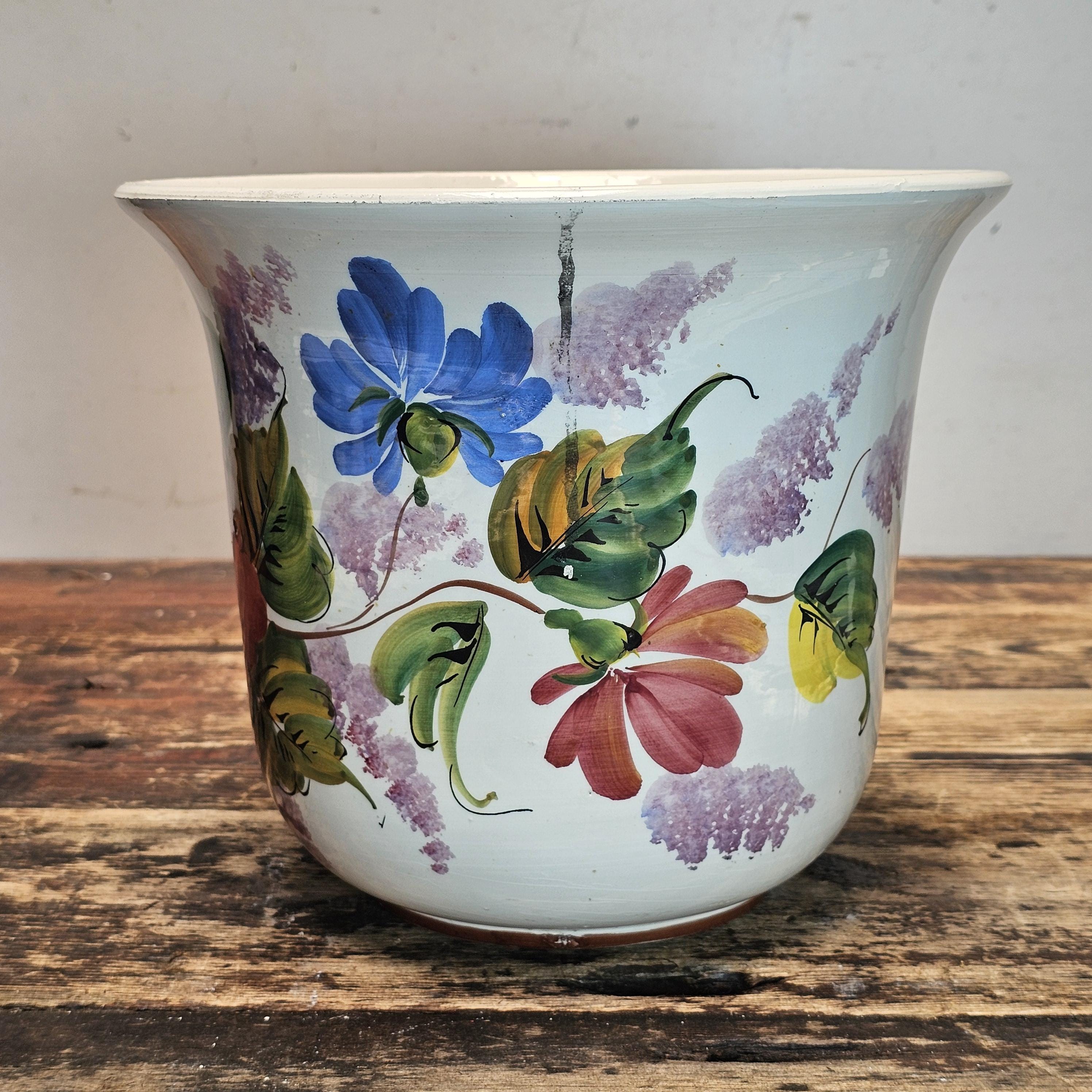 Vintage Bassano Majolica Planter | Hand-Painted in Italy 9"Dia. x 7"H