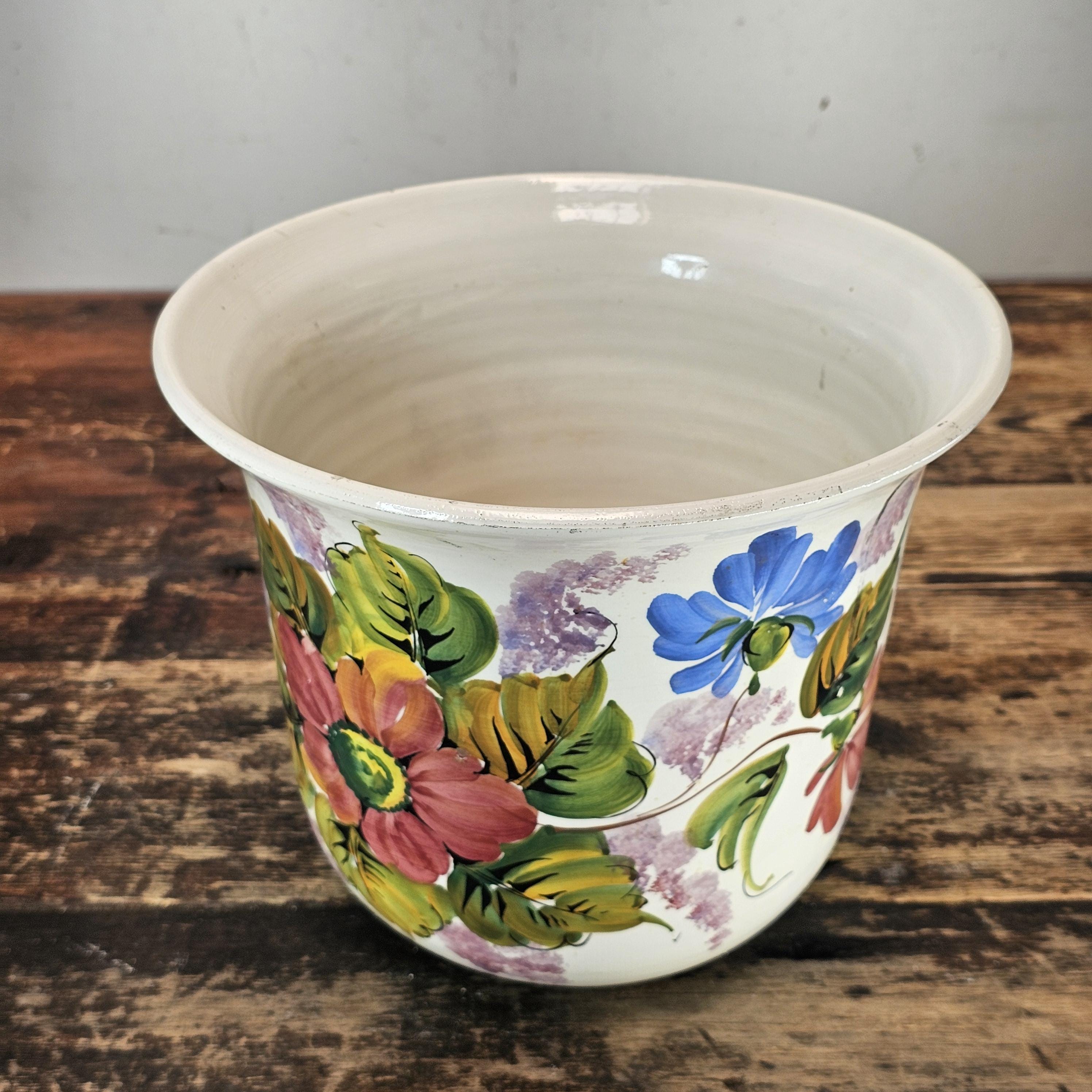 Vintage Bassano Majolica Planter | Hand-Painted in Italy 9"Dia. x 7"H