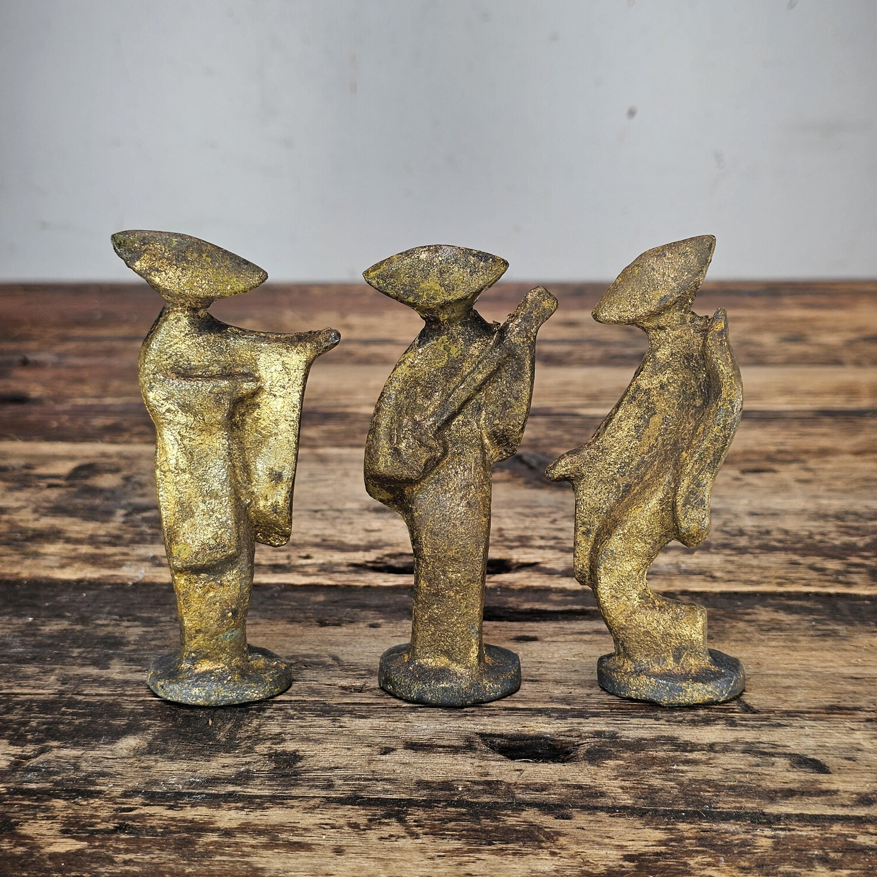 Set of 3 Vintage Japanese Modernist "Awa Odori" Dancer Sculptures