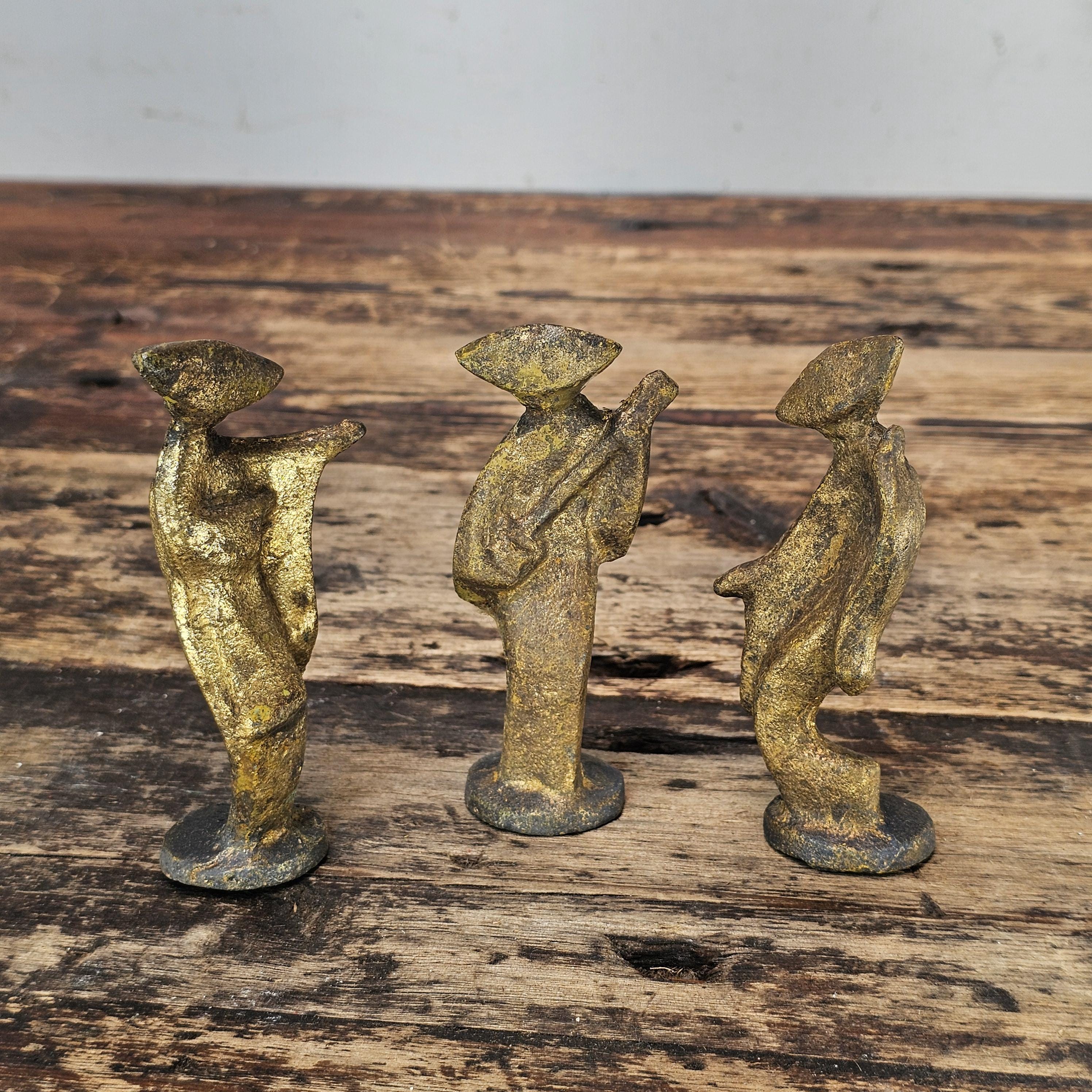 Set of 3 Vintage Japanese Modernist "Awa Odori" Dancer Sculptures
