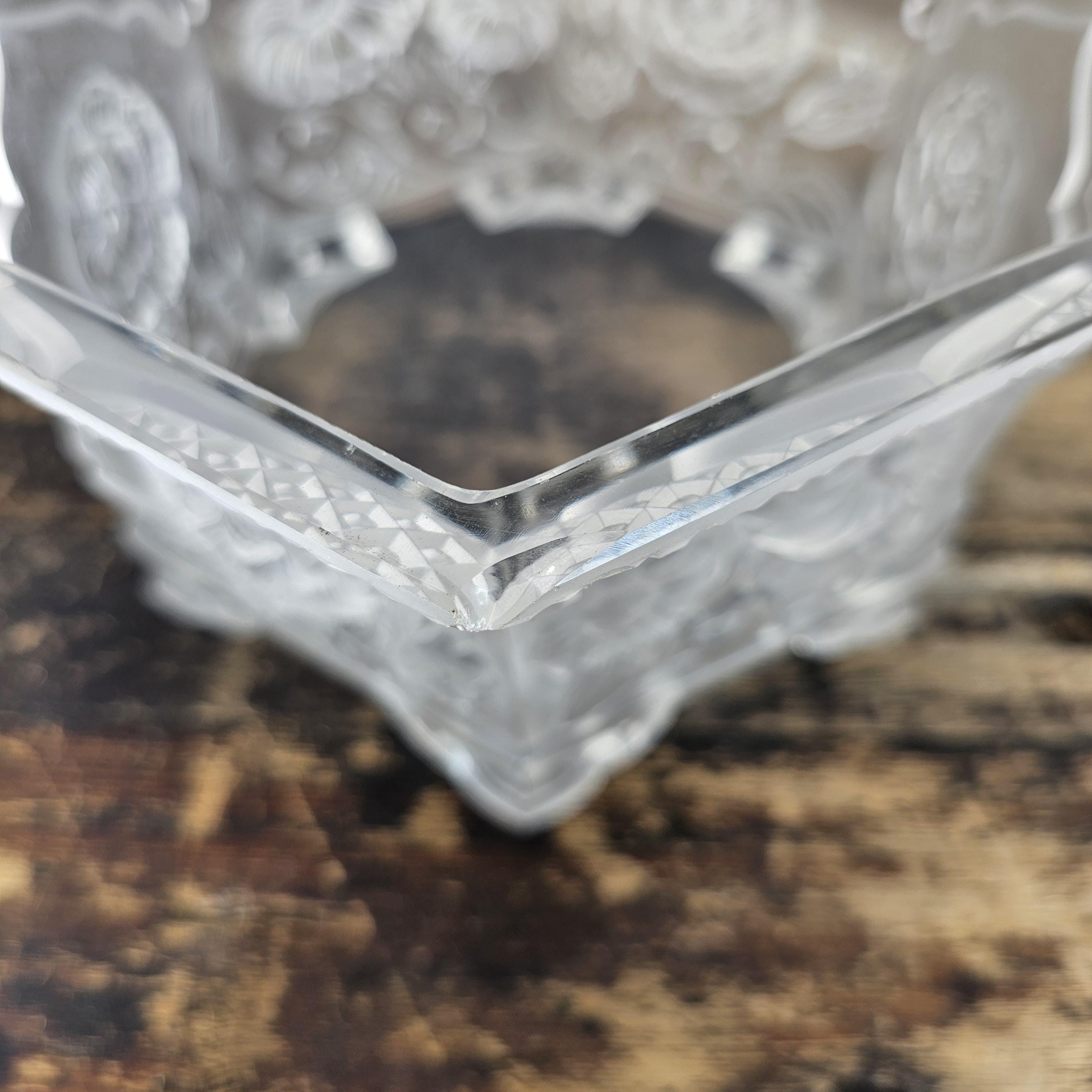 Vintage Verlys America Art Deco Hexagonal Glass Planter / Flower Bowl